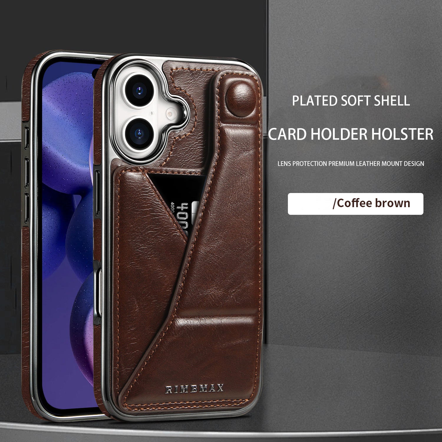 Luxury Electroplated Leather iPhone Case – Stand Card Holder, Premium Anti-Fall Protection, Stylish Design, and Durable Cover for Ultimate Convenience
