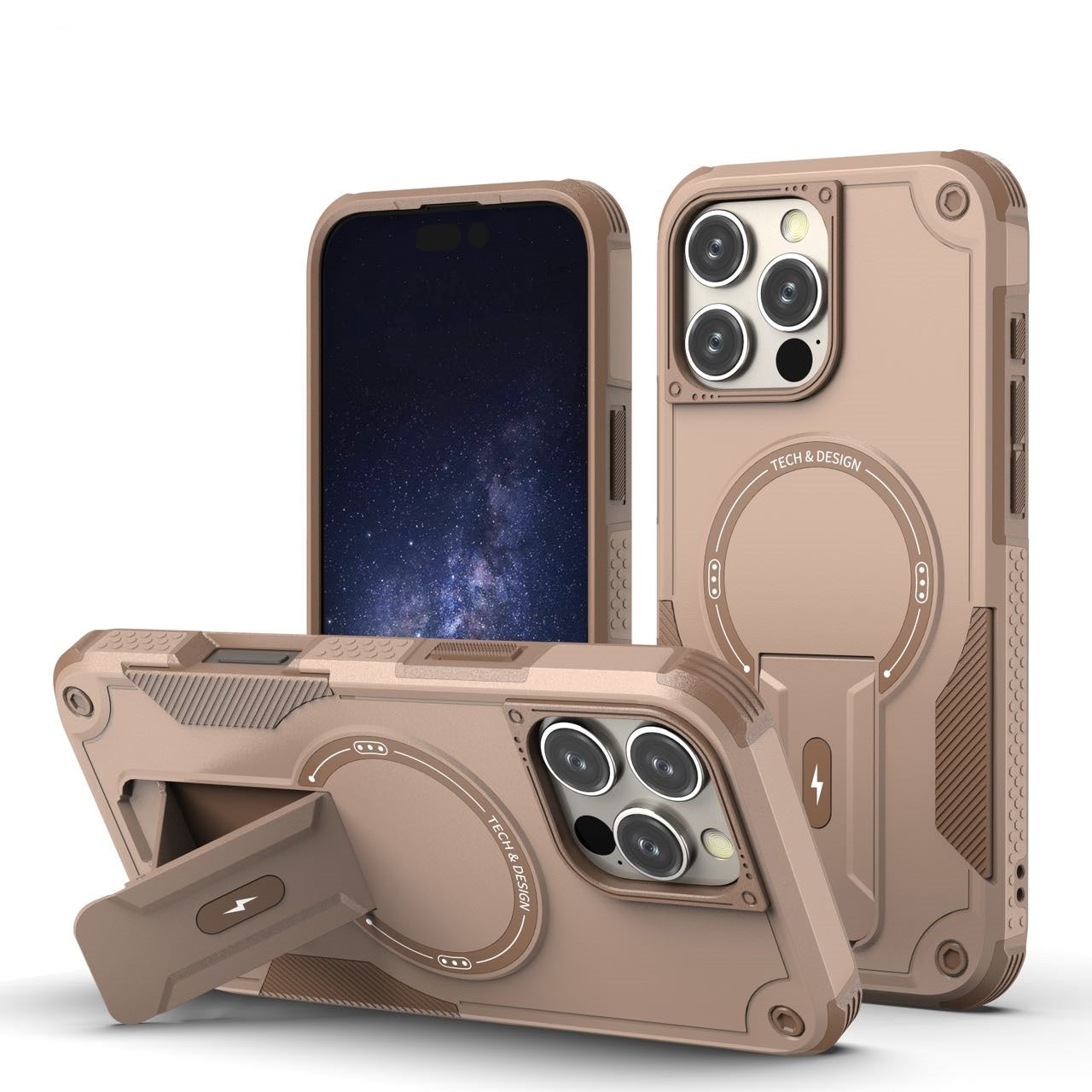 Deluxe Armor Stealth Bracket iPhone Case – Magnetic Super Fall Proof, Hard Shell with Lanyard, Protection for iPhone Models