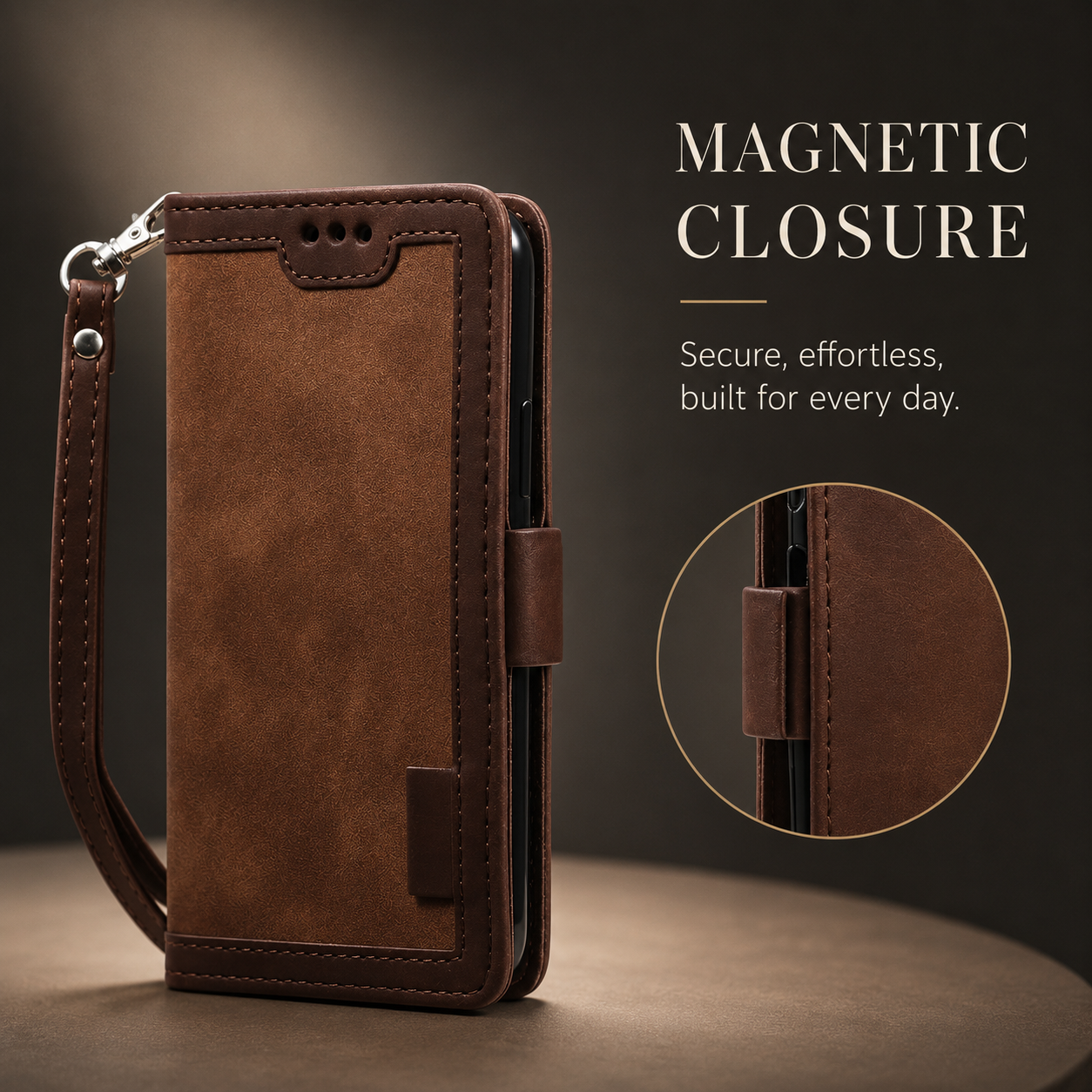 Luxury Leather Flip Case – Premium Wallet Cover, Magnetic Closure, Card Slots, Shockproof Protection, Elegant Design for iPhone