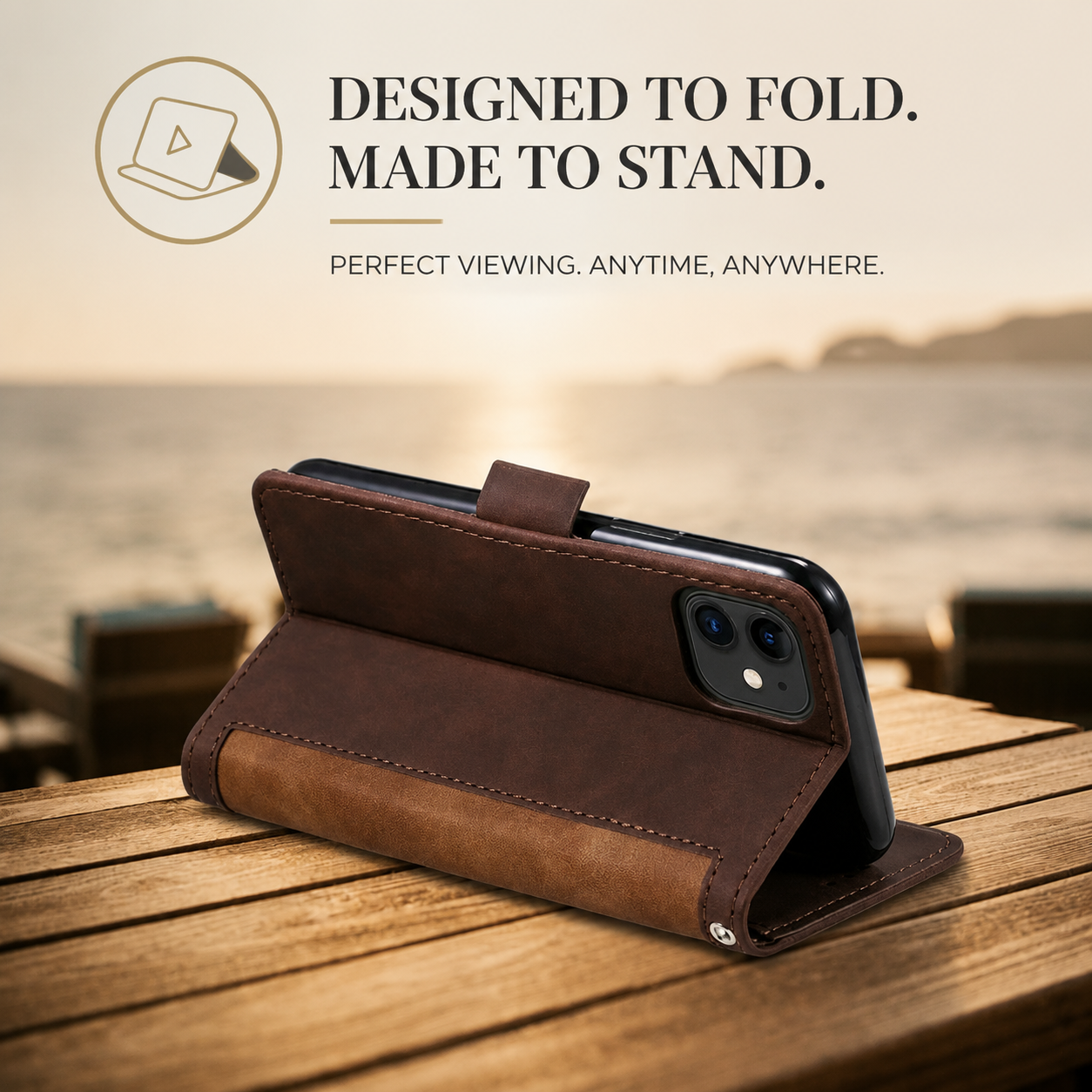 Luxury Leather Flip Case – Premium Wallet Cover, Magnetic Closure, Card Slots, Shockproof Protection, Elegant Design for iPhone