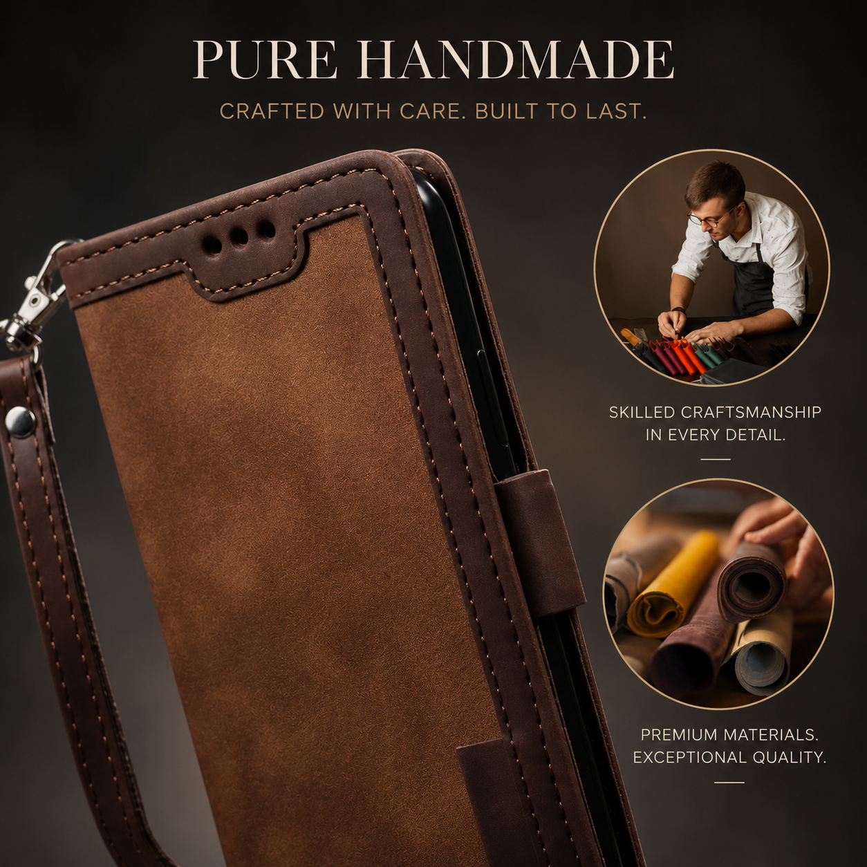 Luxury Leather Flip Case – Premium Wallet Cover, Magnetic Closure, Card Slots, Shockproof Protection, Elegant Design for iPhone