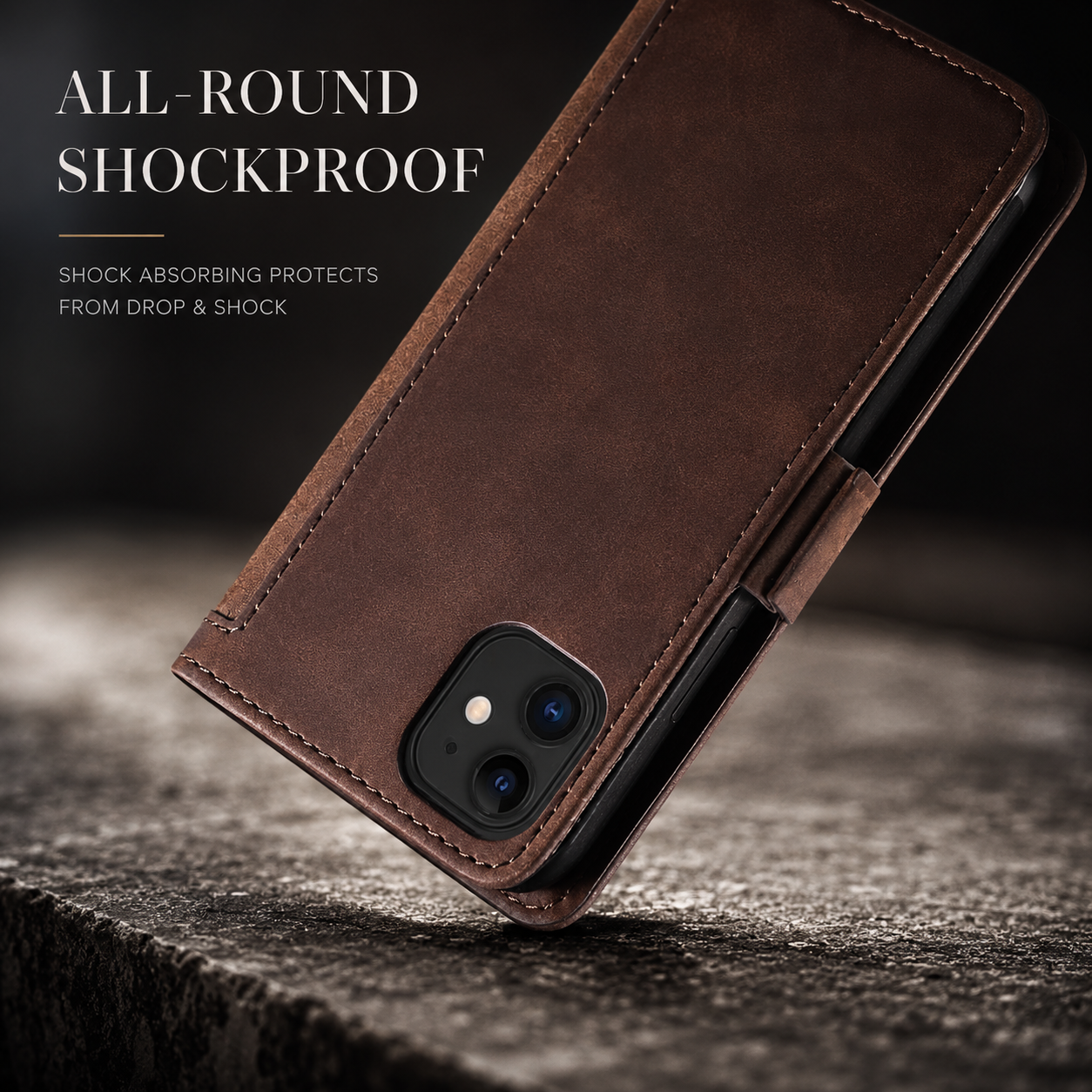 Luxury Leather Flip Case – Premium Wallet Cover, Magnetic Closure, Card Slots, Shockproof Protection, Elegant Design for iPhone