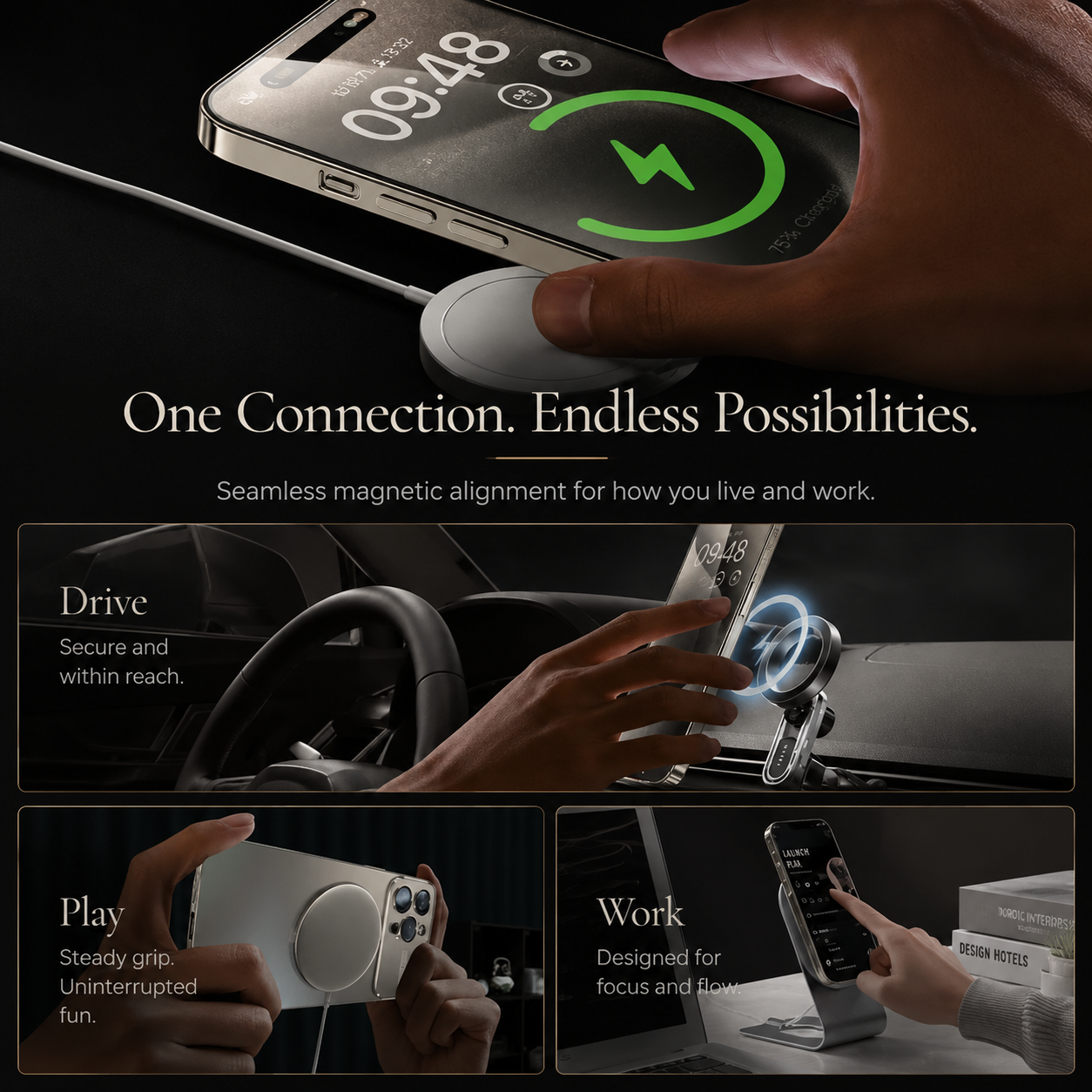 Luxury iPhone Case MagSafe Compatible Magnetic Shockproof Cover Metallic Matte PC TPU Protective Back Camera Lens Protection Ultra Thin Full Coverage