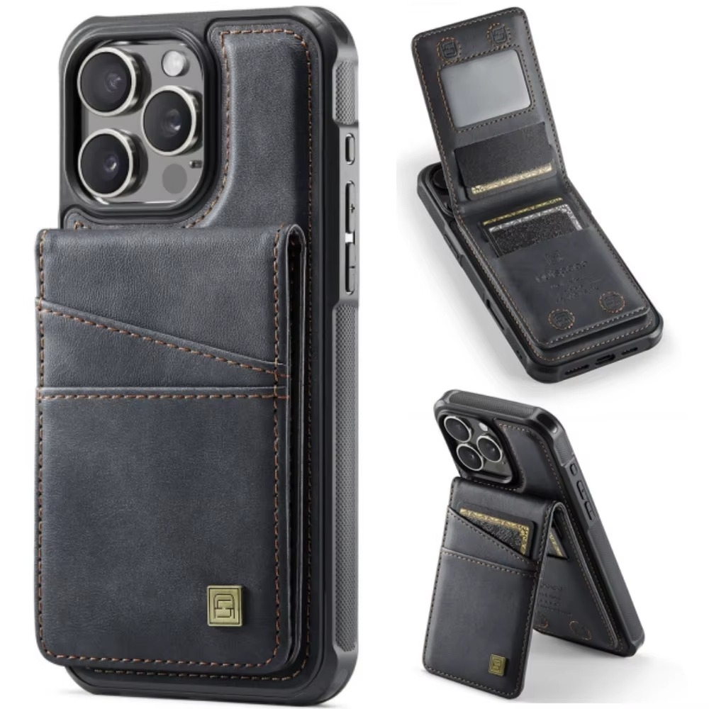 Luxury 2-in-1 Magnetic Wallet iPhone Case – Detachable Leather Flip Cover with Card Holder, Wrist Strap, and Secure Magnetic Closure for Ultimate Protection