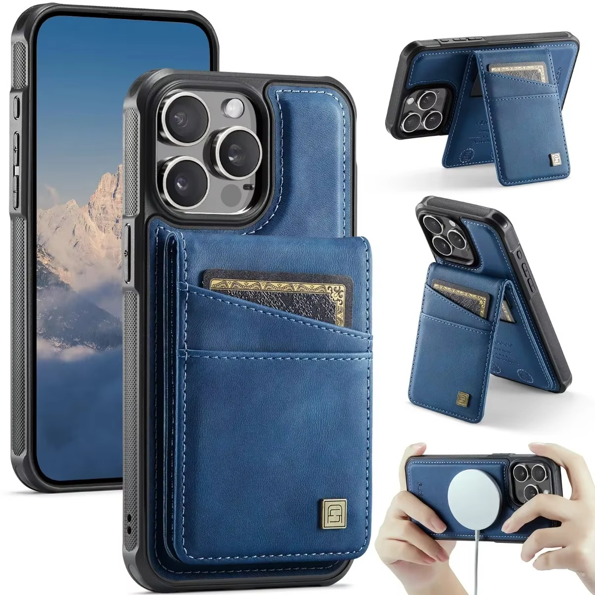 Luxury 2-in-1 Magnetic Wallet iPhone Case – Detachable Leather Flip Cover with Card Holder, Wrist Strap, and Secure Magnetic Closure for Ultimate Protection