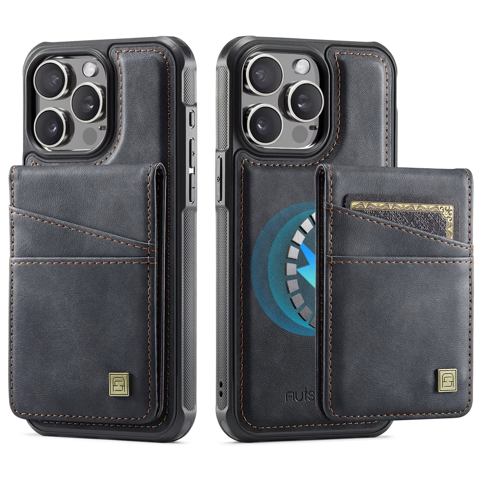Luxury 2-in-1 Magnetic Wallet iPhone Case – Detachable Leather Flip Cover with Card Holder, Wrist Strap, and Secure Magnetic Closure for Ultimate Protection