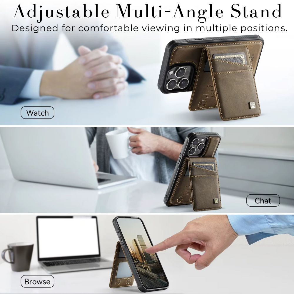 Luxury 2-in-1 Magnetic Wallet iPhone Case – Detachable Leather Flip Cover with Card Holder, Wrist Strap, and Secure Magnetic Closure for Ultimate Protection