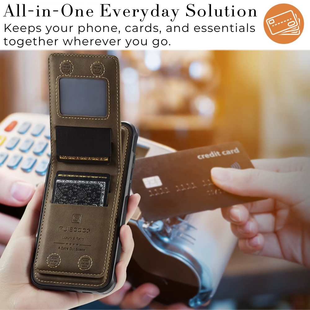 Luxury 2-in-1 Magnetic Wallet iPhone Case – Detachable Leather Flip Cover with Card Holder, Wrist Strap, and Secure Magnetic Closure for Ultimate Protection