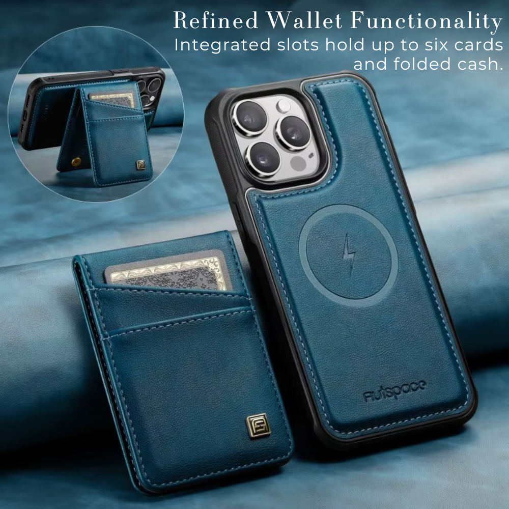 Luxury 2-in-1 Magnetic Wallet iPhone Case – Detachable Leather Flip Cover with Card Holder, Wrist Strap, and Secure Magnetic Closure for Ultimate Protection