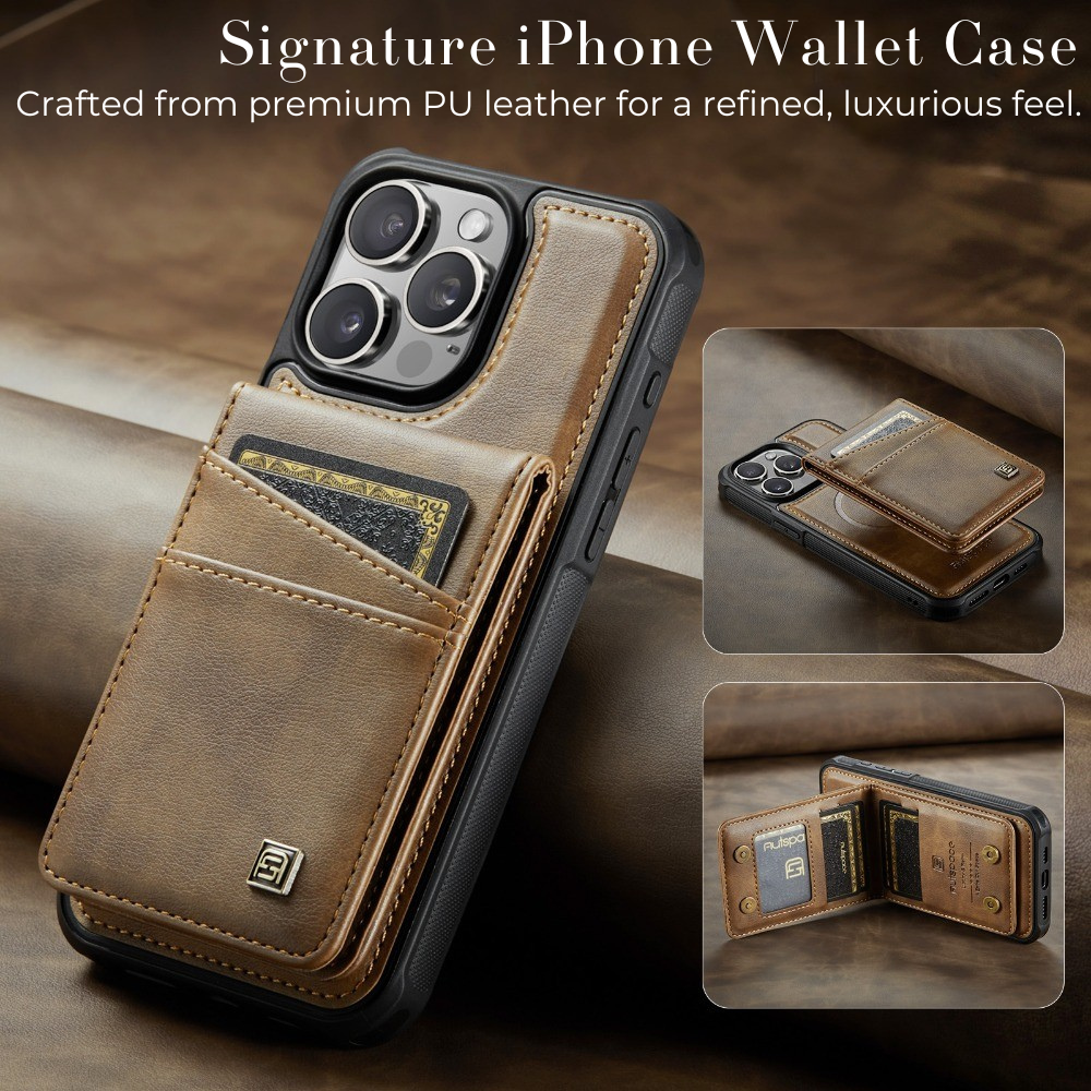 Luxury 2-in-1 Magnetic Wallet iPhone Case – Detachable Leather Flip Cover with Card Holder, Wrist Strap, and Secure Magnetic Closure for Ultimate Protection