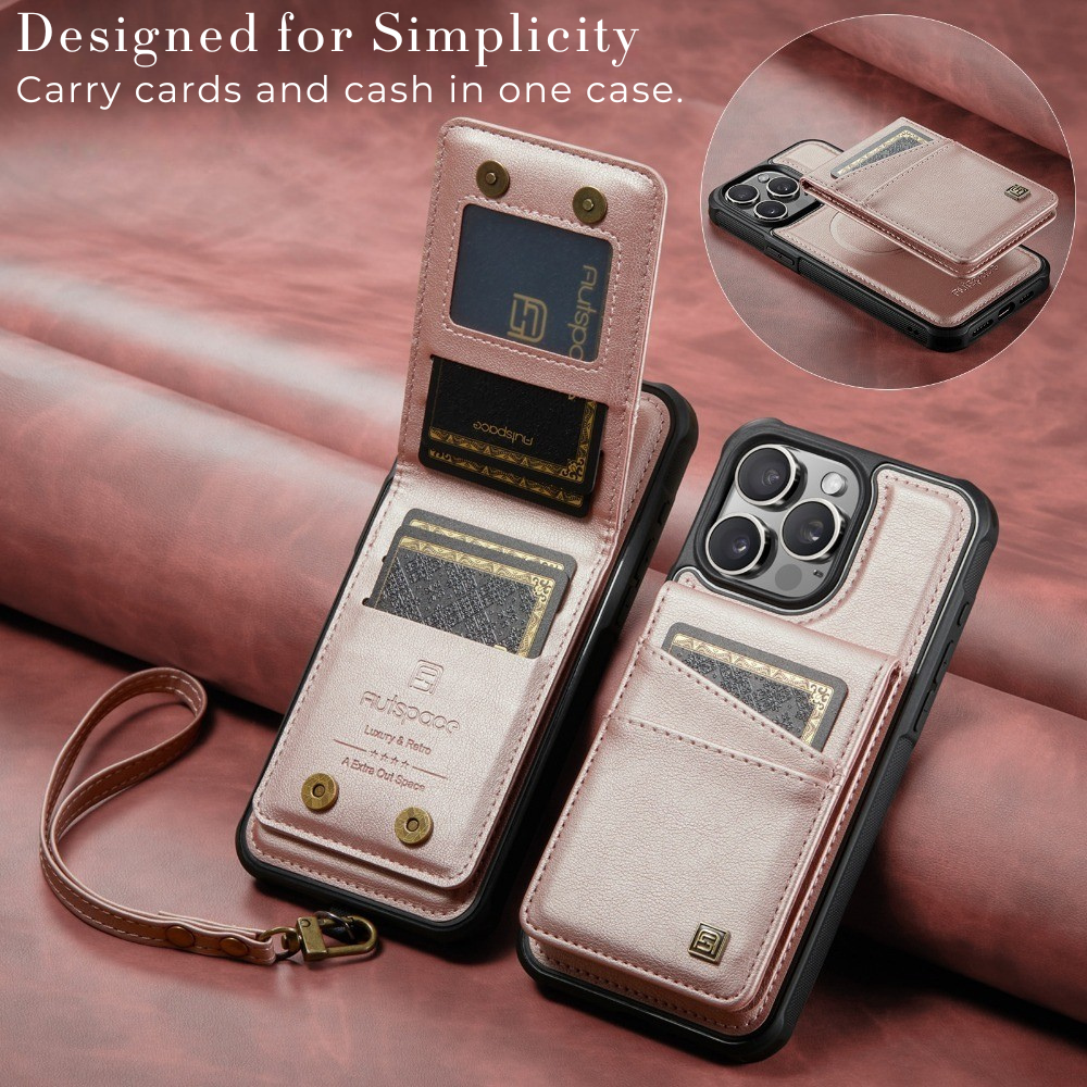 Luxury 2-in-1 Magnetic Wallet iPhone Case – Detachable Leather Flip Cover with Card Holder, Wrist Strap, and Secure Magnetic Closure for Ultimate Protection