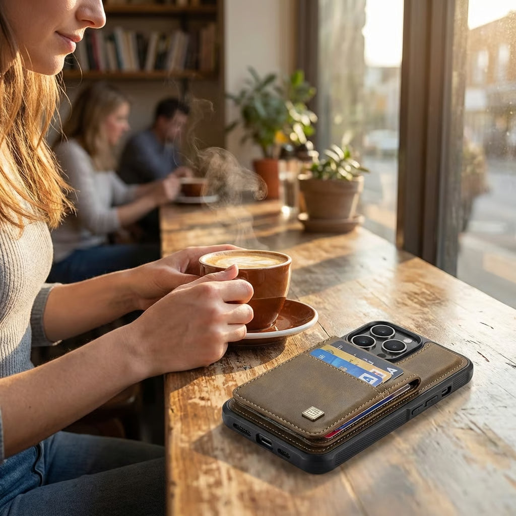 Luxury 2-in-1 Magnetic Wallet iPhone Case – Detachable Leather Flip Cover with Card Holder, Wrist Strap, and Secure Magnetic Closure for Ultimate Protection