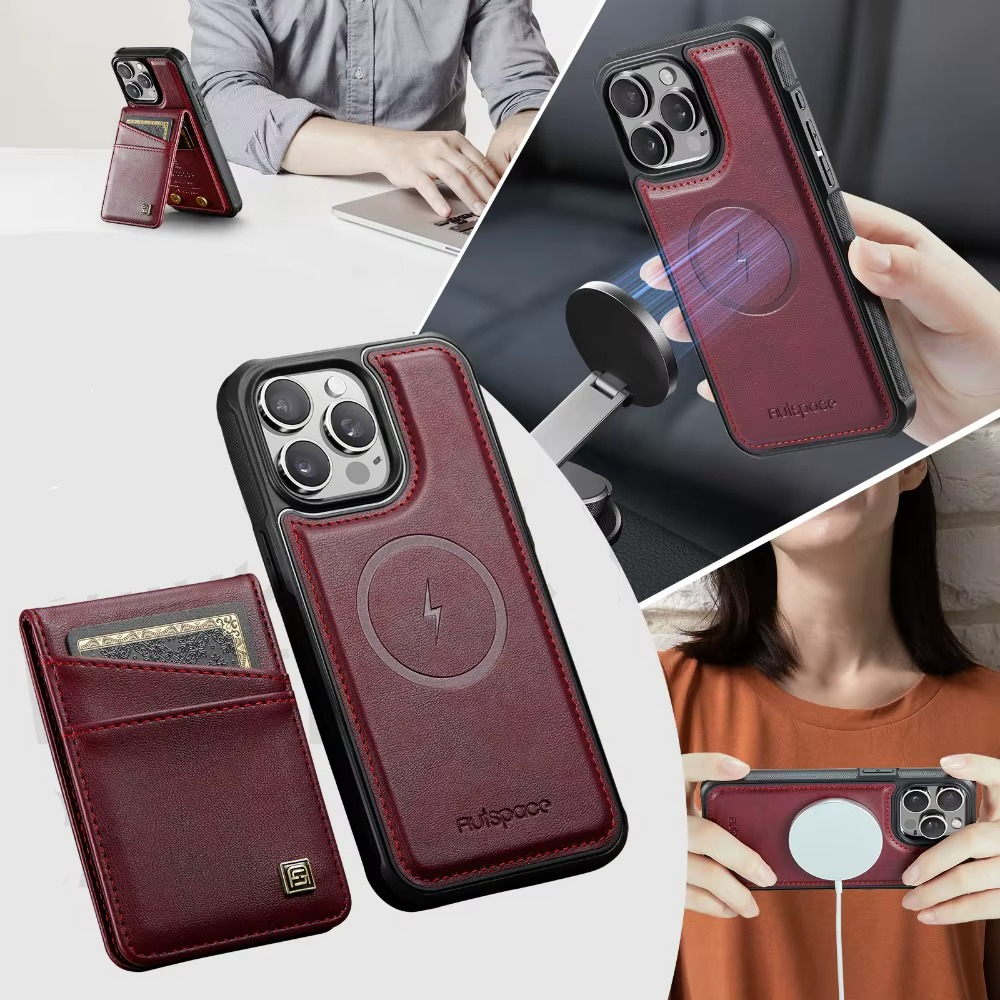Luxury 2-in-1 Magnetic Wallet iPhone Case – Detachable Leather Flip Cover with Card Holder, Wrist Strap, and Secure Magnetic Closure for Ultimate Protection