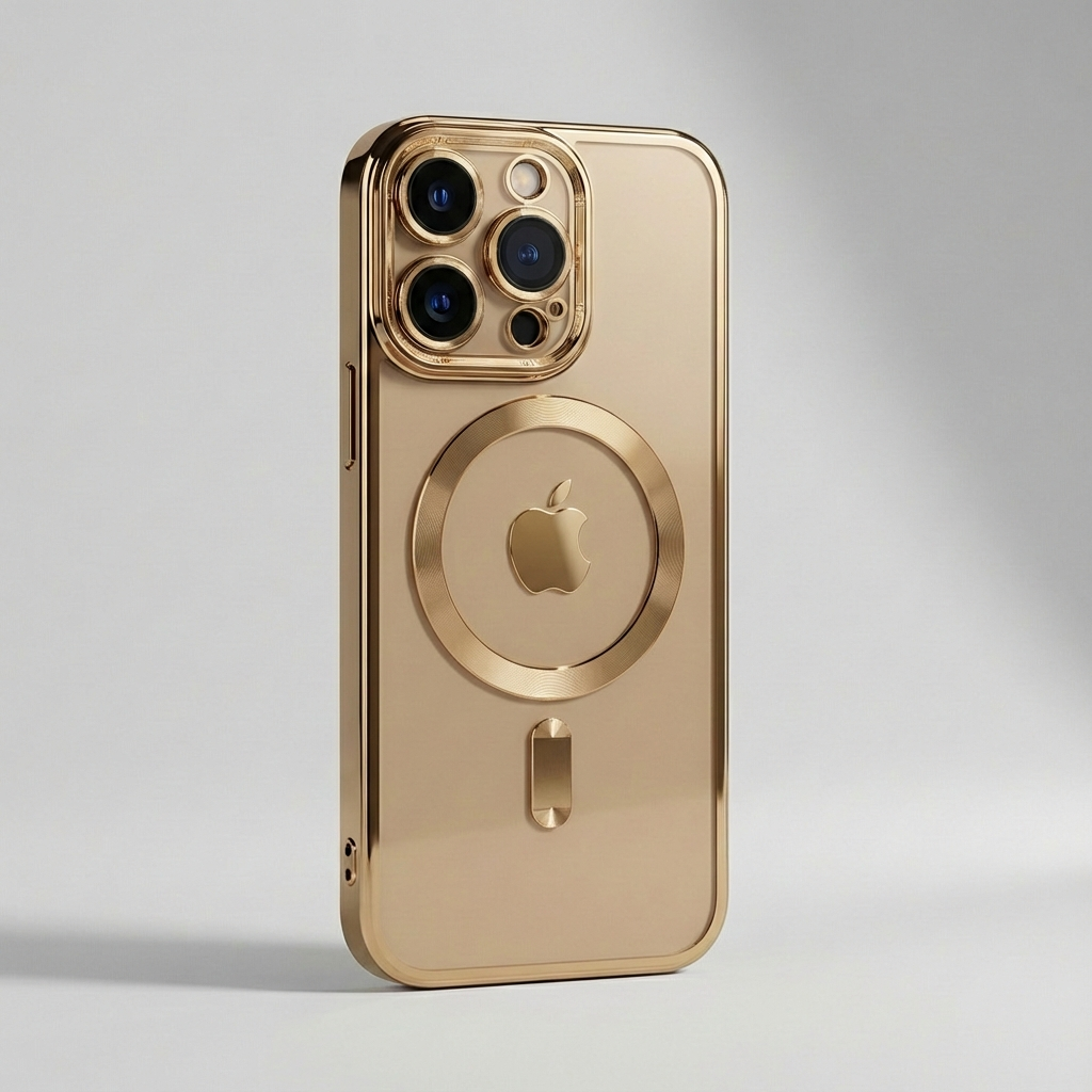 Luxury Desert Gold MagSafe iPhone Case - Clear Soft Cover with Magnetic Wireless Charging & Lens Protection | Case for iPhone