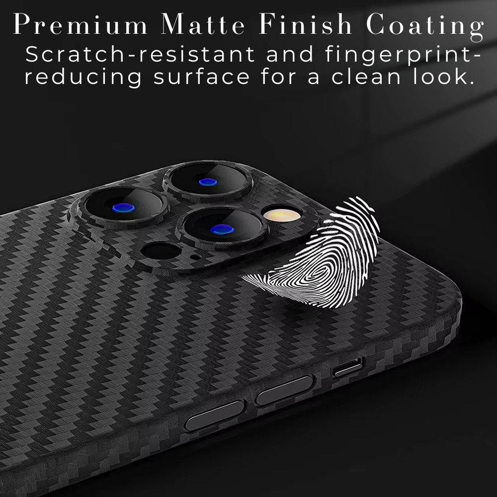 Luxury Ultra-Thin Carbon Fiber Matte iPhone Case – 0.2mm PP Back Cover for iPhone Models, Lightweight, Sleek, and Durable Protection