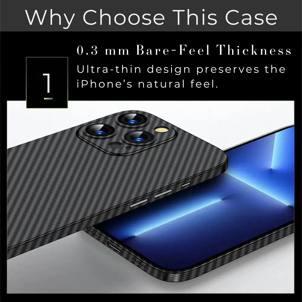 Luxury Ultra-Thin Carbon Fiber Matte iPhone Case – 0.2mm PP Back Cover for iPhone Models, Lightweight, Sleek, and Durable Protection