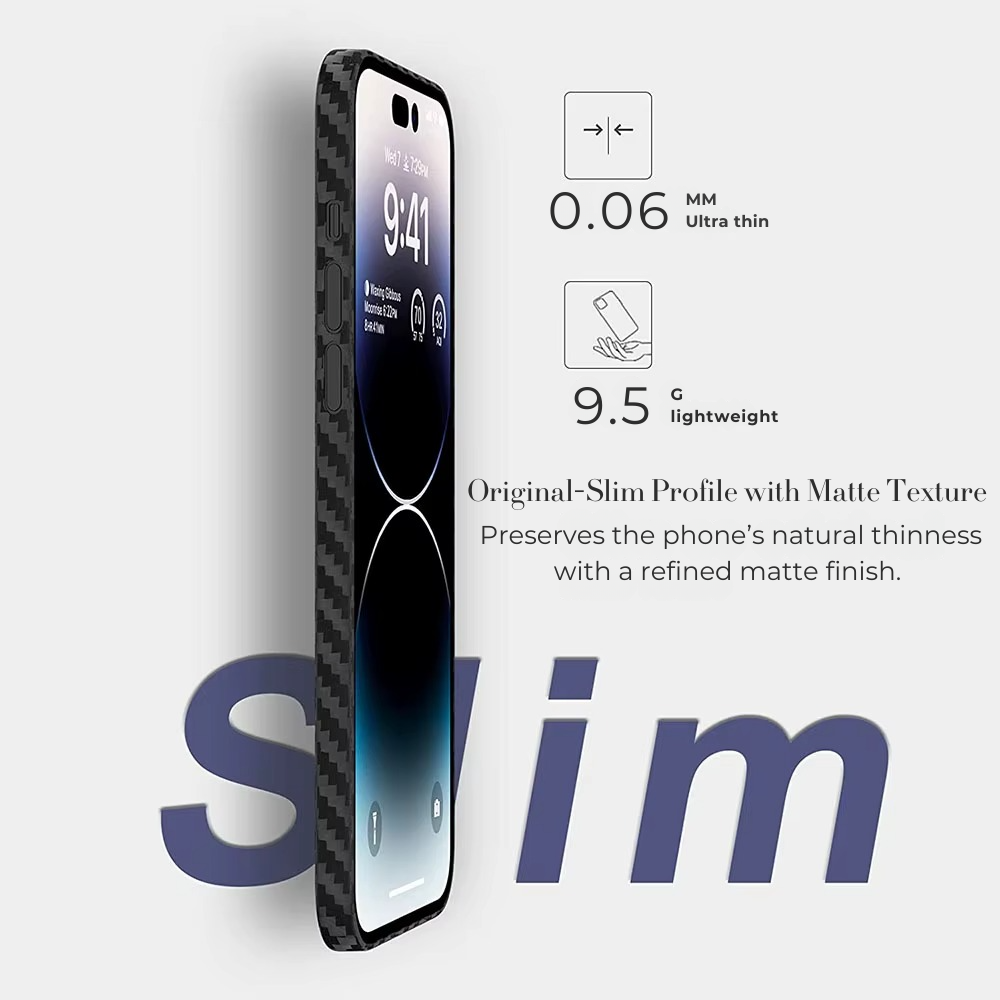 Luxury Ultra-Thin Carbon Fiber Matte iPhone Case – 0.2mm PP Back Cover for iPhone Models, Lightweight, Sleek, and Durable Protection