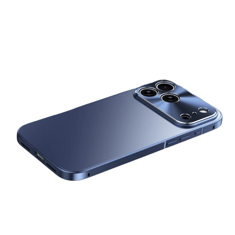 Premium Aluminum Alloy Frame iPhone Case – Ultra Thin Frosted Matte Backplate, Shockproof Protective Cover with Camera Lens Guard