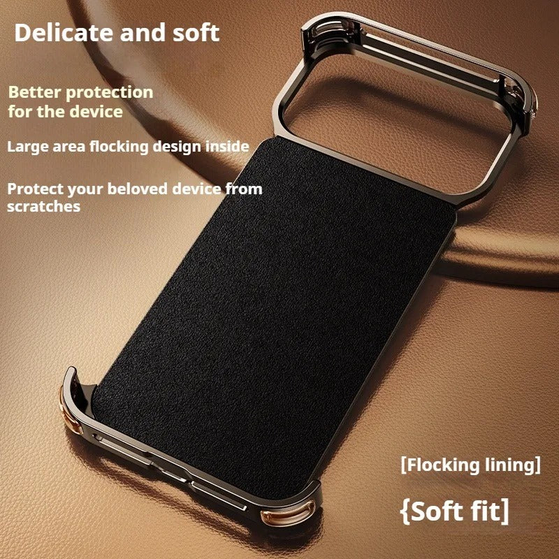 Premium Genuine Leather iPhone Case – MagSafe Compatible Frameless Cover with Rotating Magnetic Stand Ring, Shockproof Anti-Drop Protection
