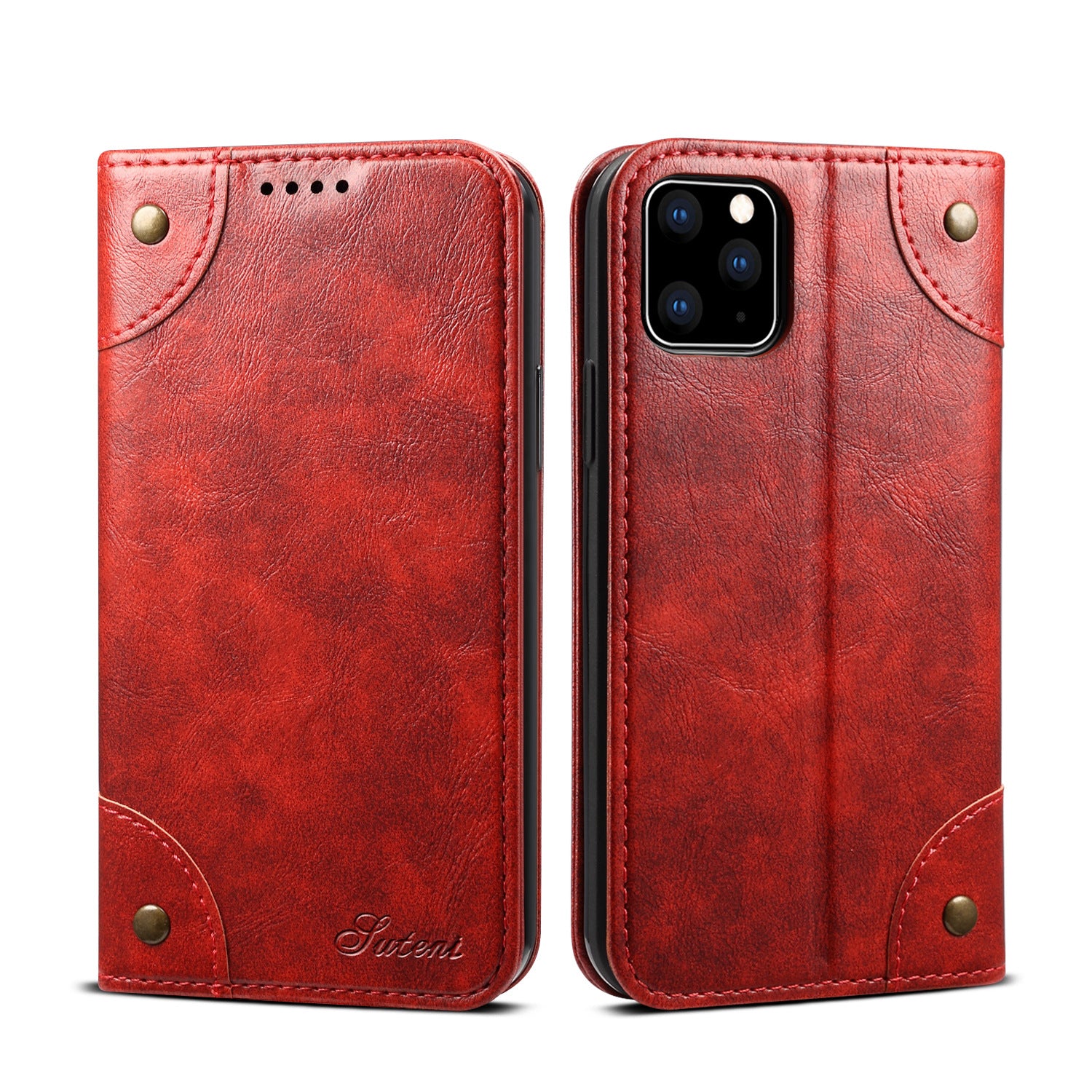 Luxury Genuine Leather Wallet Flip iPhone Case – Magnetic Closure, Card Holder, Stand Function, Shockproof Protective Cover, Classic Book-Style Design