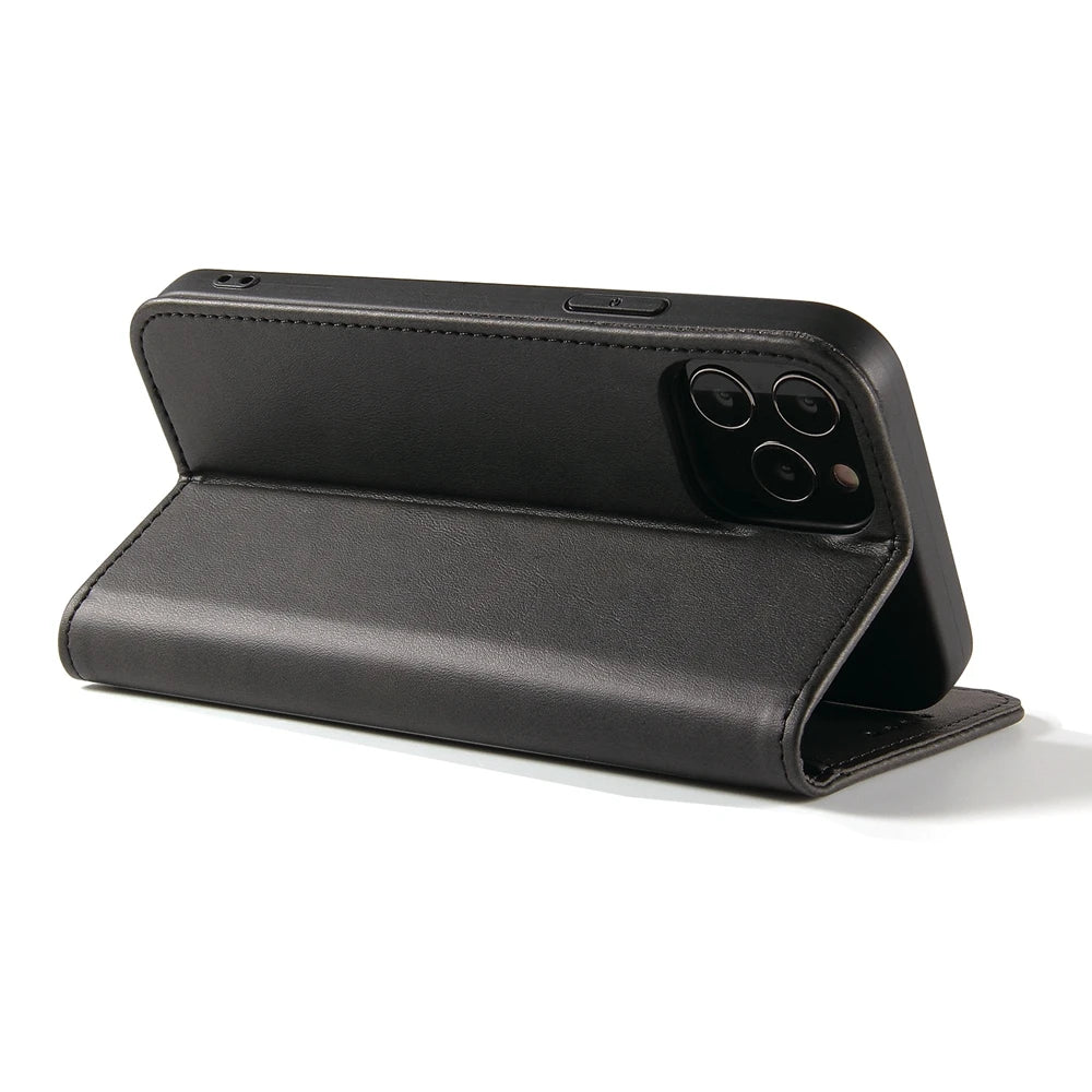 Luxury Magnetic Leather Flip iPhone Case – Premium Wallet Cover with Card Slots, and Magnetic Closure for iPhone Models