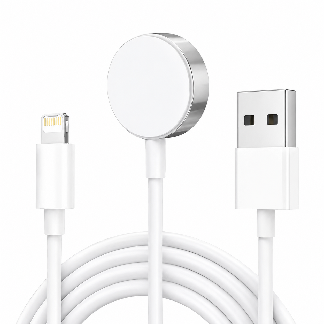 Premium 2-in-1 Magnetic Wireless Charger Cable USB-A Fast Charging Cord Smart Chip Protection Strong Magnetic Charging Compatible with iPhone