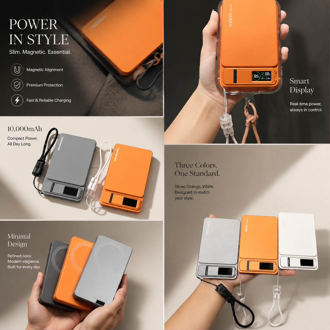 Premium 3 in 1 Magnetic Wireless Power Bank 20W Fast Charging Portable Battery Built In Stand Digital Display Watch Charger Compatible with iPhone