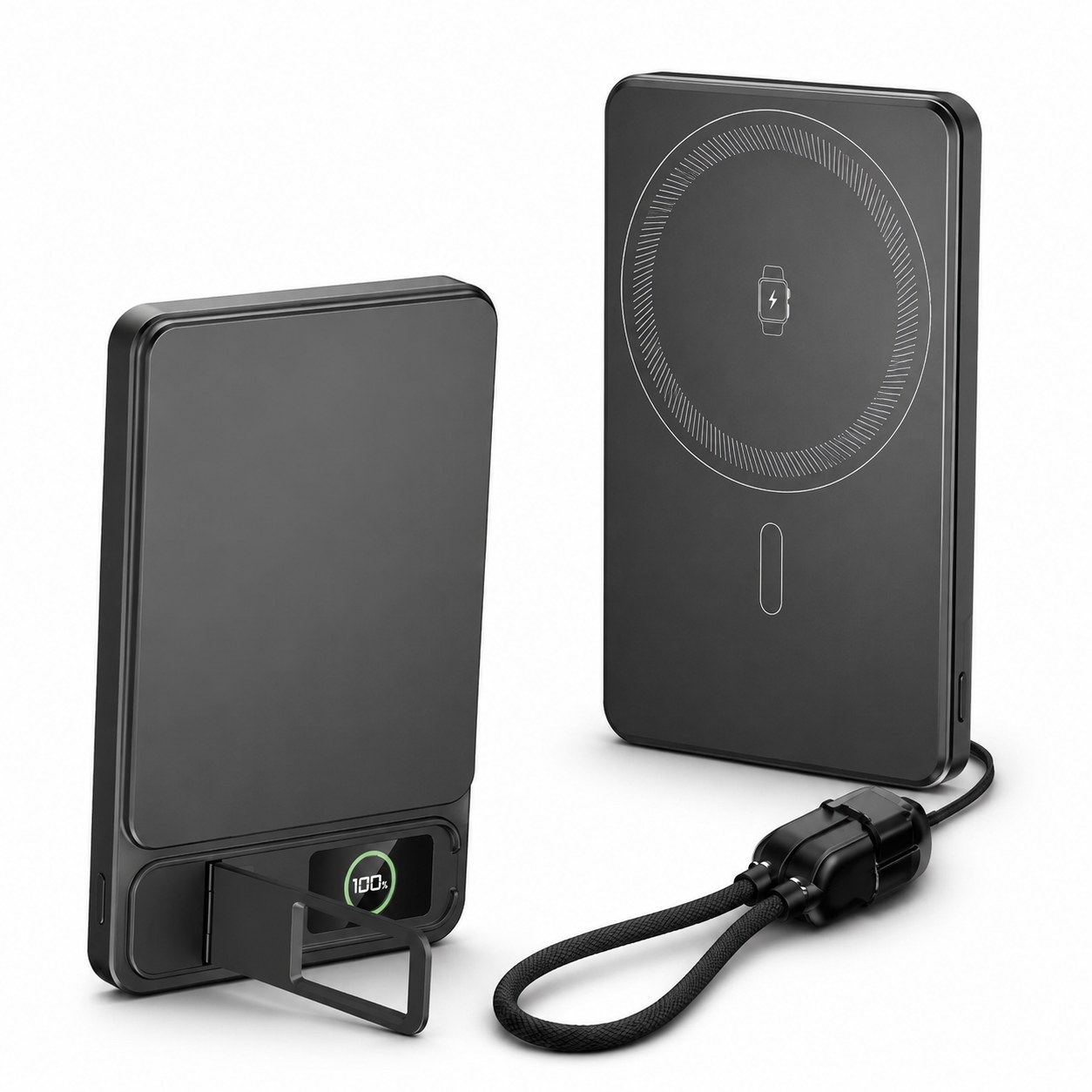 Premium 3 in 1 Magnetic Wireless Power Bank 20W Fast Charging Portable Battery Built In Stand Digital Display Watch Charger Compatible with iPhone