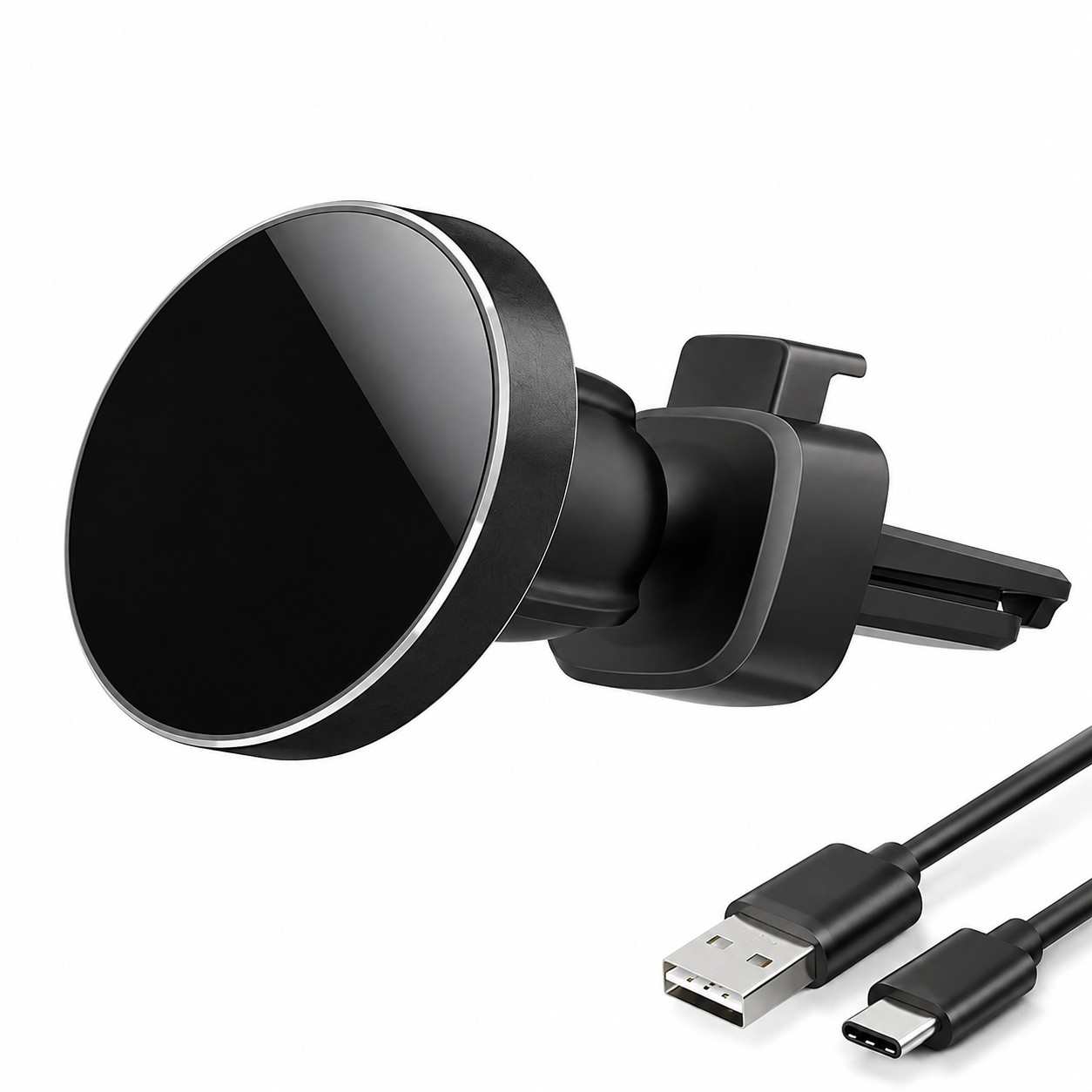 Premium 30W Magnetic Wireless Car Charger Fast Charging Phone Holder Dashboard Air Vent Mount 360° Rotation Smart Chip Anti-Slip Compatible with iPhone
