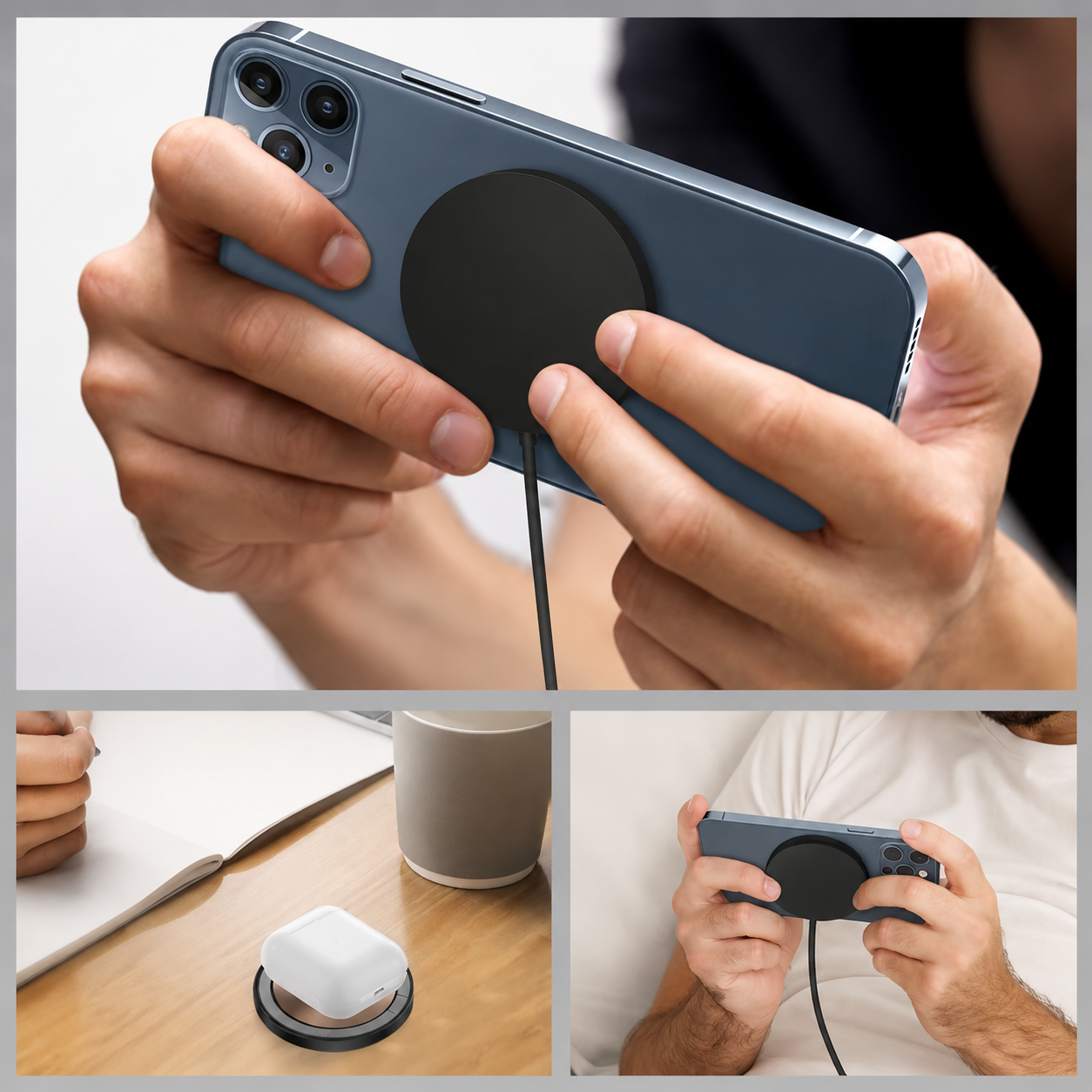 Premium 30W Magnetic Wireless Charger Pad Fast Wireless Charging MagSafe Charging Stand USB-C PD USB-A Non-Slip Compatible with iPhone