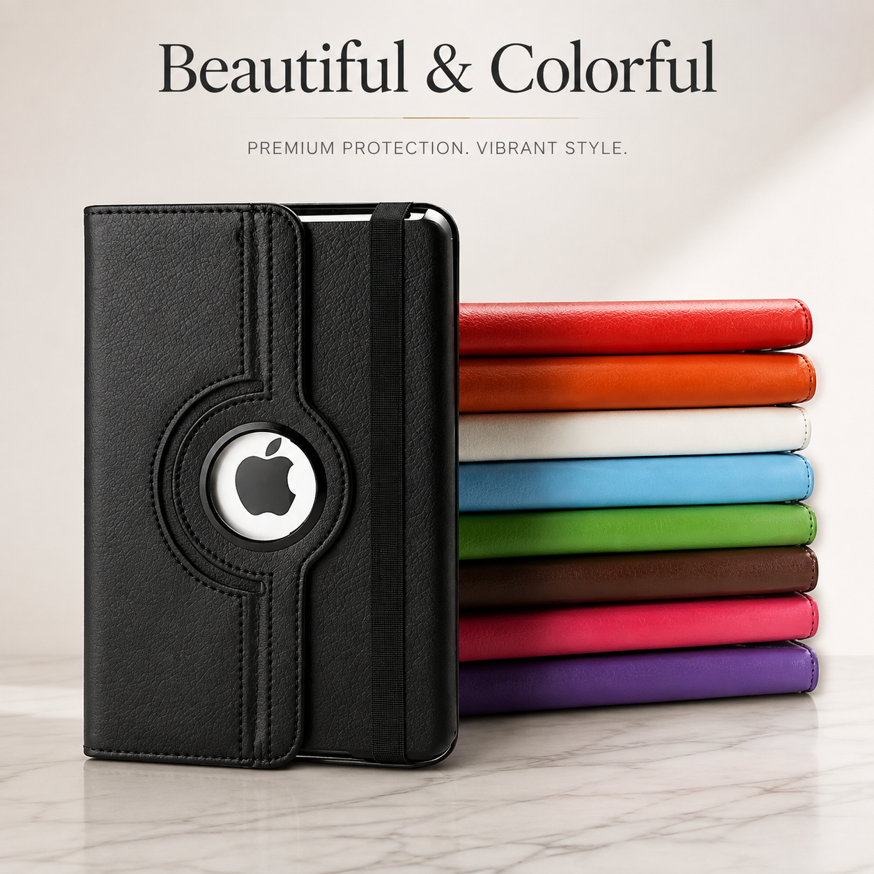 Premium 360° Rotating PU Leather iPad Case Smart Cover Auto Sleep Wake Shockproof Protective Stand Multi-Angle Tablet Case Compatible with iPad