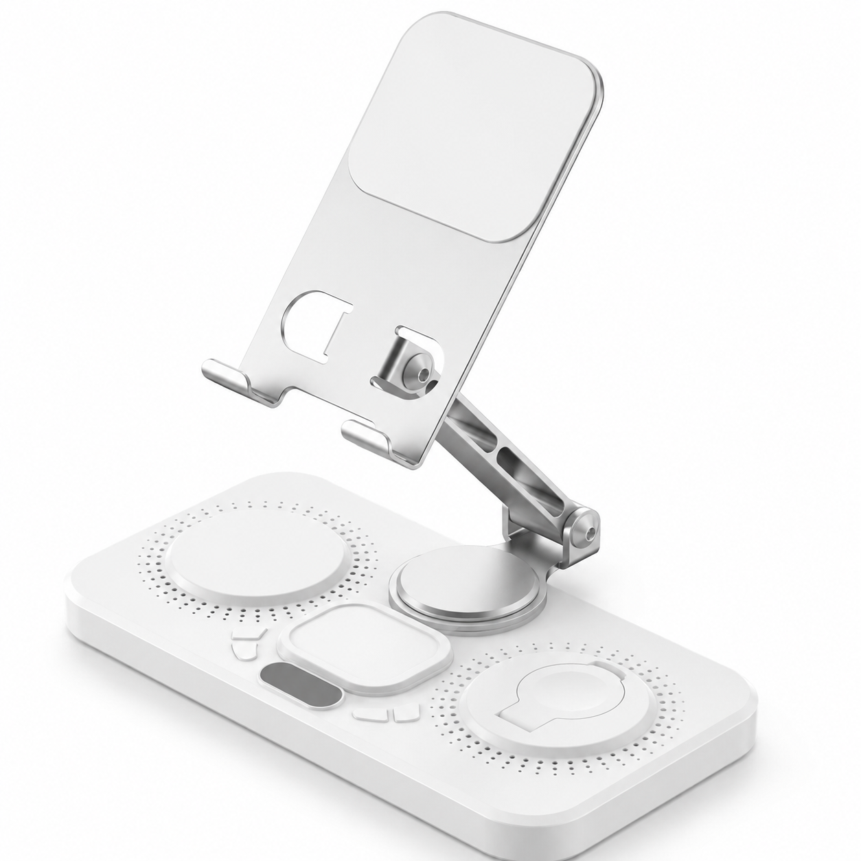 Premium 4 in 1 Magnetic Wireless Charging Station 15W Fast Charging Foldable Charger Stand for Phone Watch Earbuds LED Compatible with iPhone