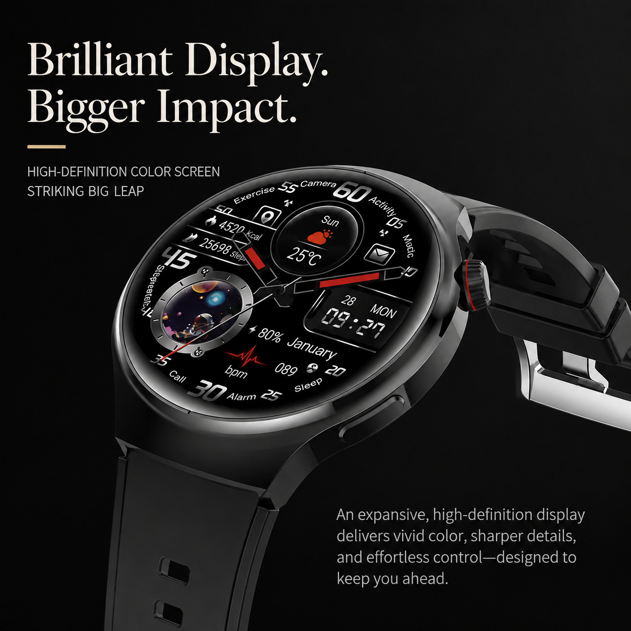 Premium AMOLED GPS Smart Watch 1.46 Inch HD Smartwatch Bluetooth Calling Fitness Tracker Heart Rate Sleep Monitor Wireless Charging NFC Compatible with iPhone