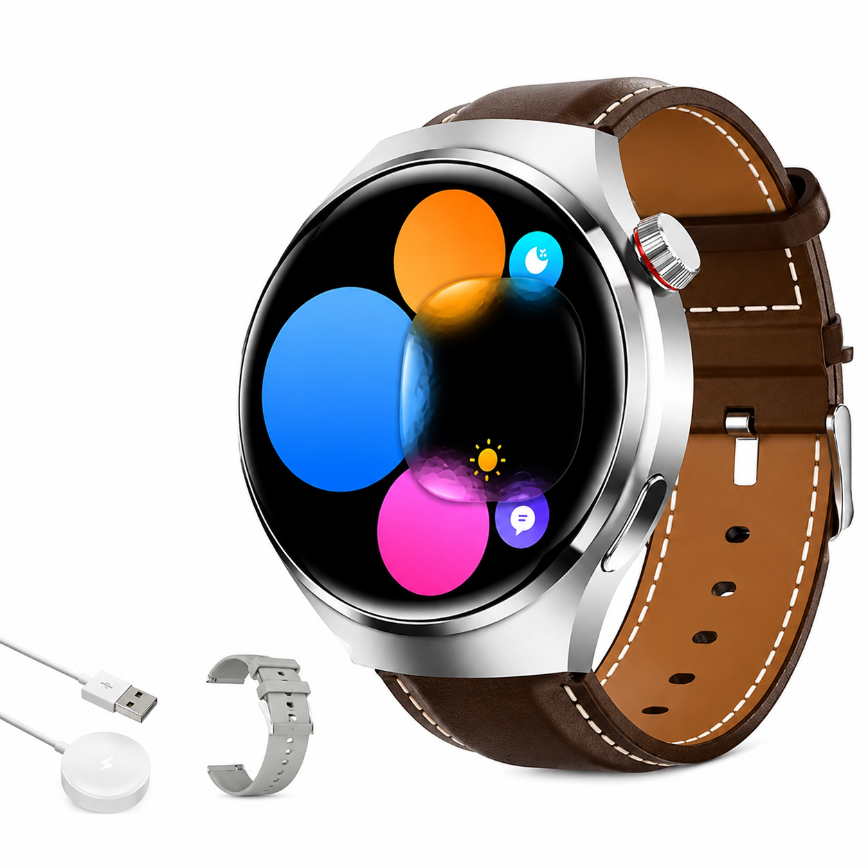 Premium AMOLED GPS Smart Watch 1.46 Inch HD Smartwatch Bluetooth Calling Fitness Tracker Heart Rate Sleep Monitor Wireless Charging NFC Compatible with iPhone