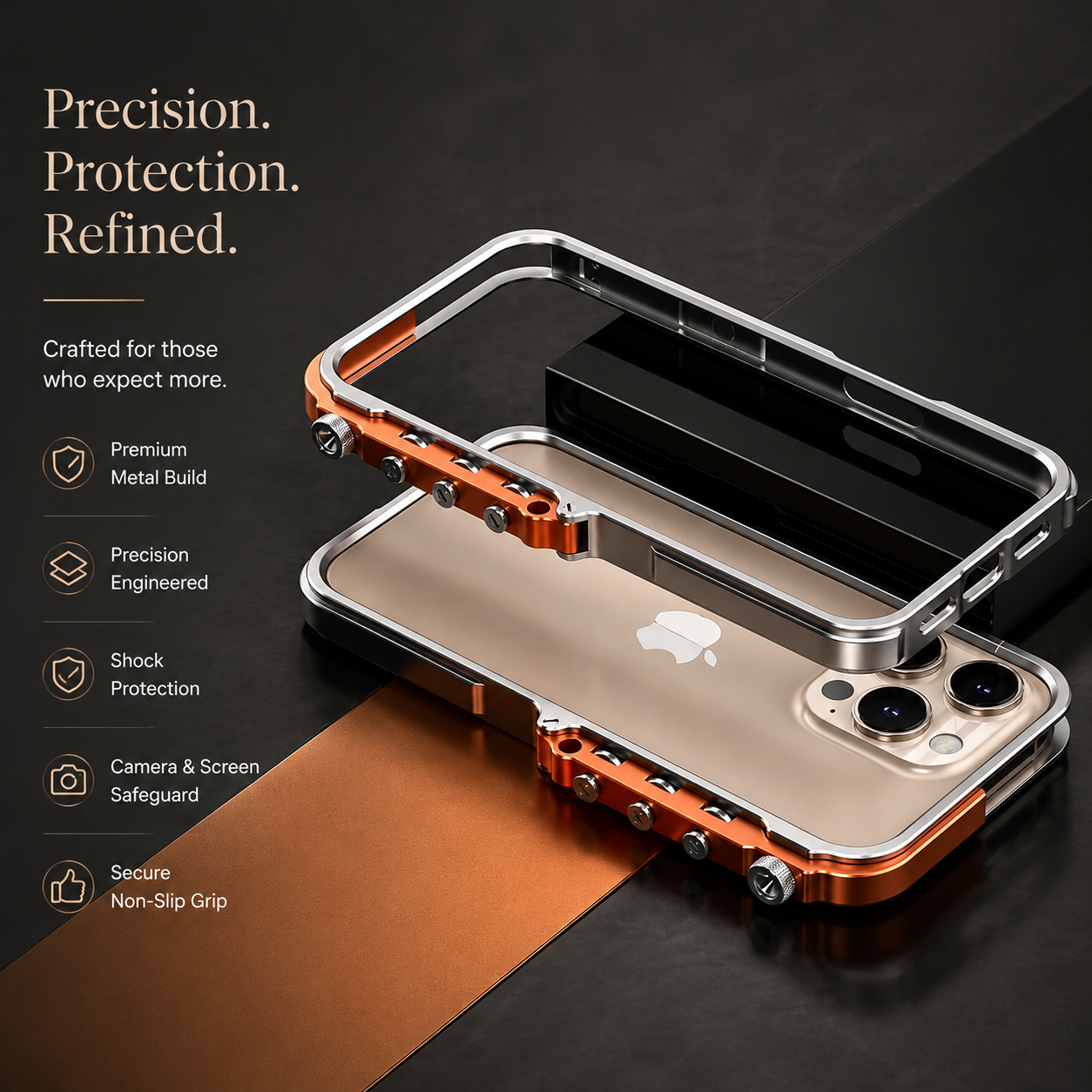 Premium Aluminum Alloy iPhone Case 360° Armor Frame Metal Bumper Shockproof Protective Cover Slim Durable Mechanical Design