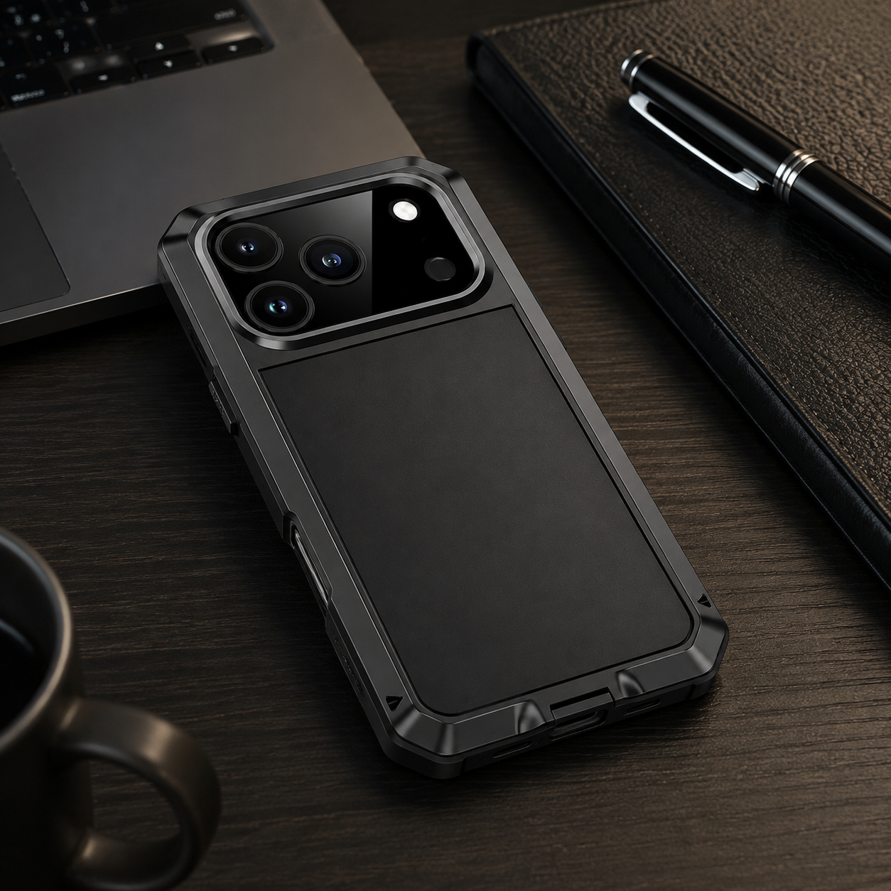 Premium Aluminum Armor iPhone Case – MagSafe Compatible Heavy Duty Shockproof Cover with Built-in Glass Screen Protector and Camera Lens Guard