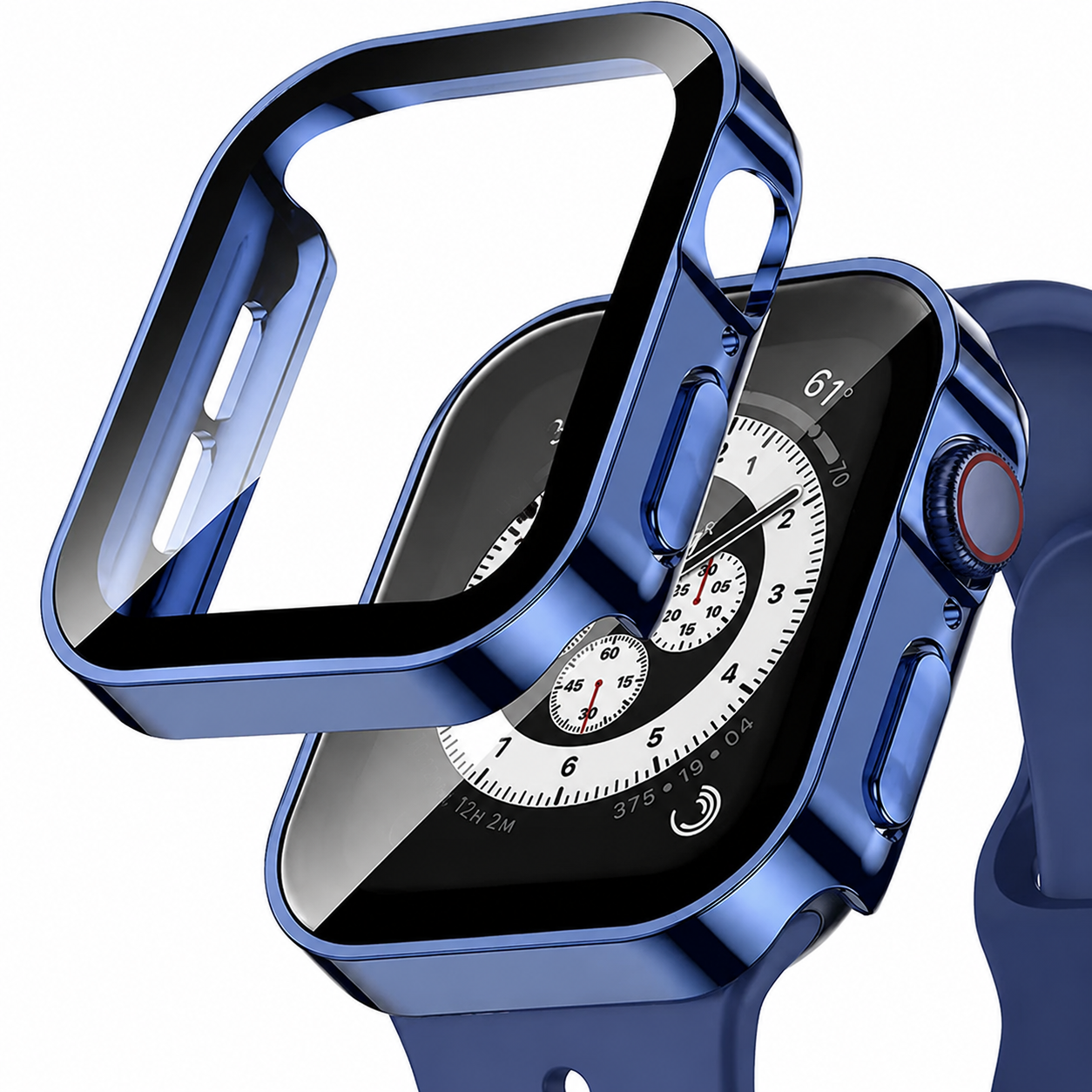 Premium Apple Watch Tempered Glass Case Full Coverage Screen Protector Shock Resistant Protective Cover Scratch Resistant Straight Edge Compatible with Apple Watch