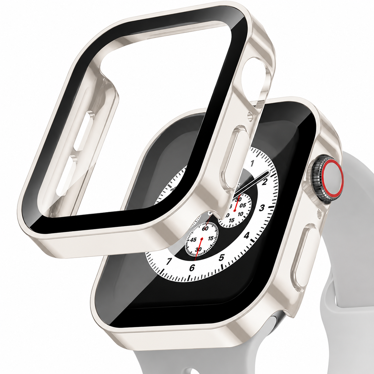 Premium Apple Watch Tempered Glass Case Full Coverage Screen Protector Shock Resistant Protective Cover Scratch Resistant Straight Edge Compatible with Apple Watch