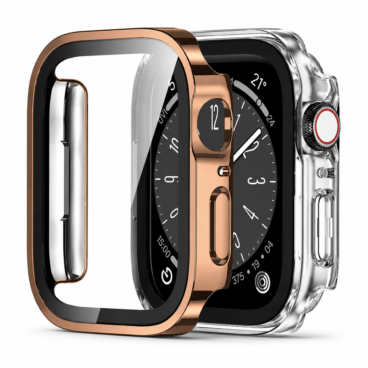 Premium Apple Watch Tempered Glass Case Full Coverage Screen Protector Shock Resistant Protective Cover Scratch Resistant Straight Edge Compatible with Apple Watch