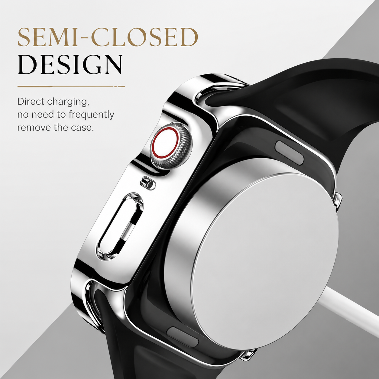 Premium Apple Watch Tempered Glass Case Full Coverage Screen Protector Shock Resistant Protective Cover Scratch Resistant Straight Edge Compatible with Apple Watch