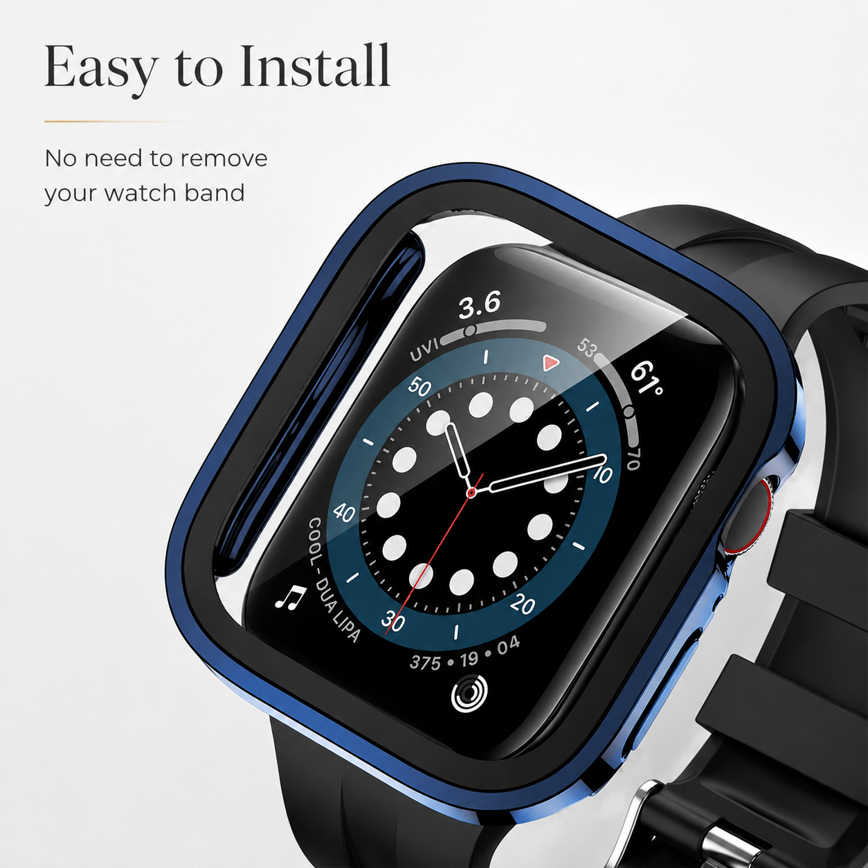 Premium Apple Watch Tempered Glass Case Full Coverage Screen Protector Shock Resistant Protective Cover Scratch Resistant Straight Edge Compatible with Apple Watch