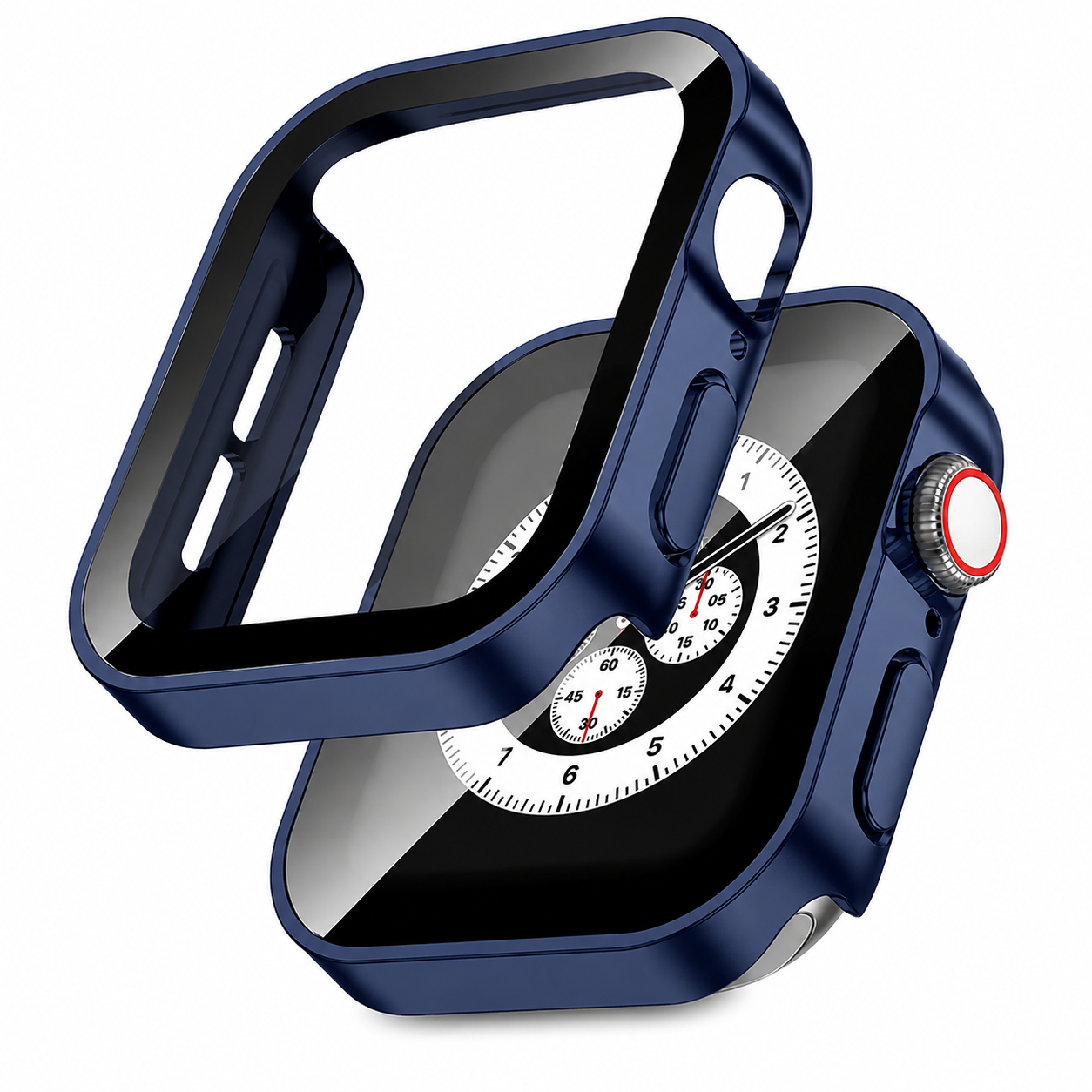 Premium Apple Watch Tempered Glass Case Full Coverage Screen Protector Shock Resistant Protective Cover Scratch Resistant Straight Edge Compatible with Apple Watch