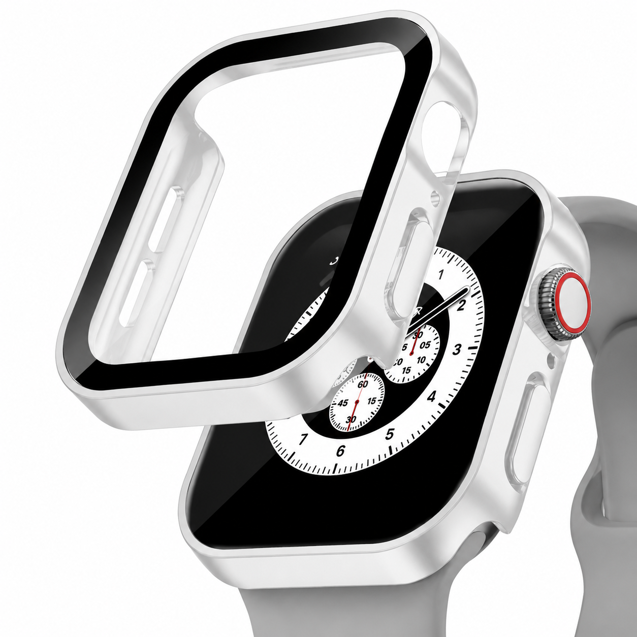 Premium Apple Watch Tempered Glass Case Full Coverage Screen Protector Shock Resistant Protective Cover Scratch Resistant Straight Edge Compatible with Apple Watch