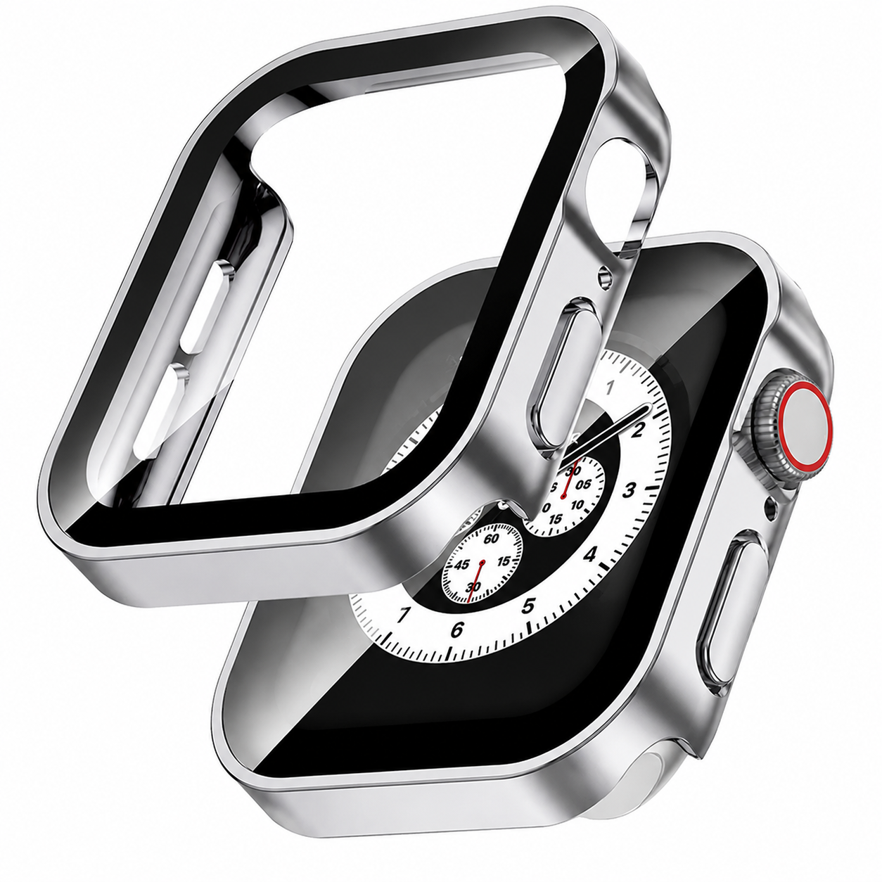 Premium Apple Watch Tempered Glass Case Full Coverage Screen Protector Shock Resistant Protective Cover Scratch Resistant Straight Edge Compatible with Apple Watch