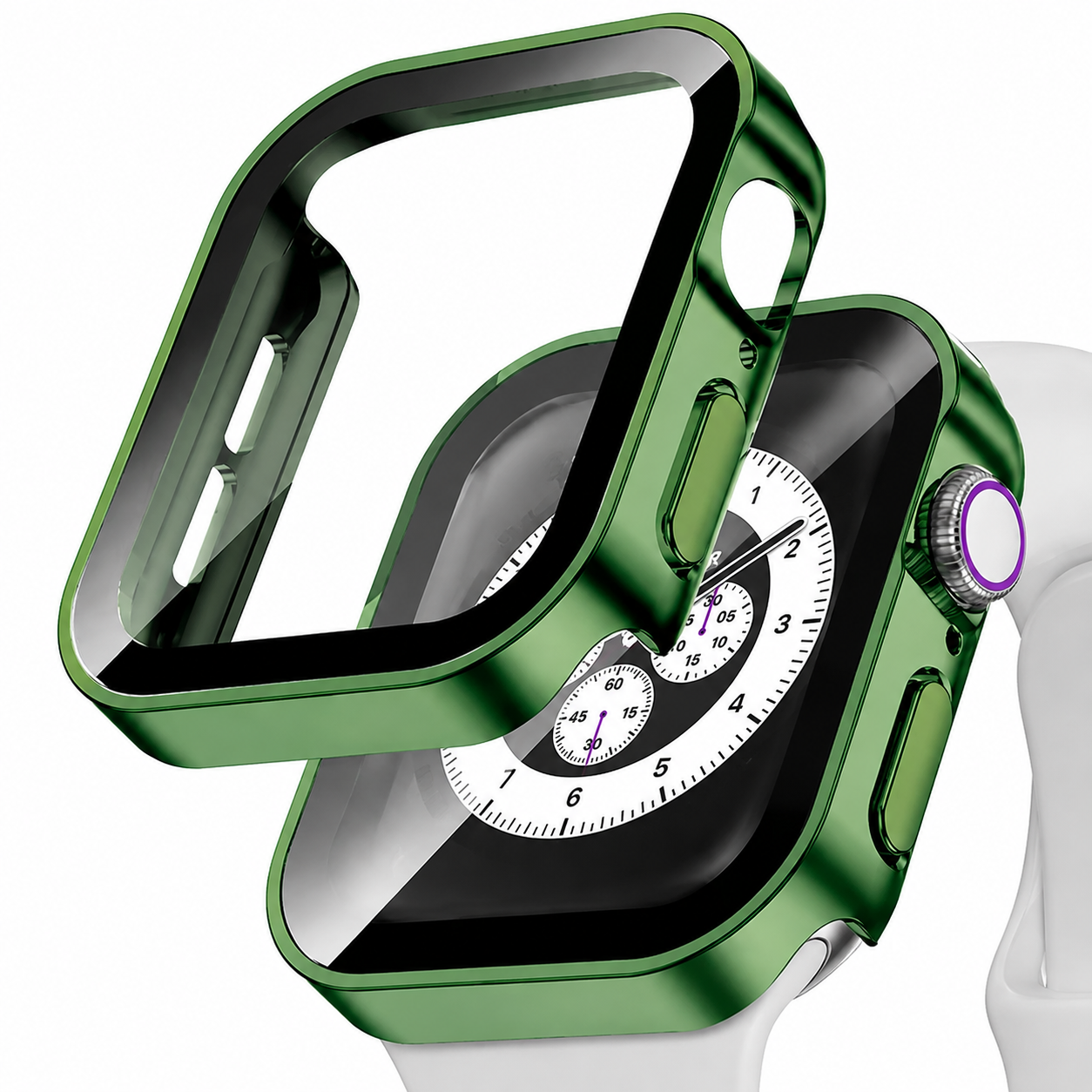 Premium Apple Watch Tempered Glass Case Full Coverage Screen Protector Shock Resistant Protective Cover Scratch Resistant Straight Edge Compatible with Apple Watch