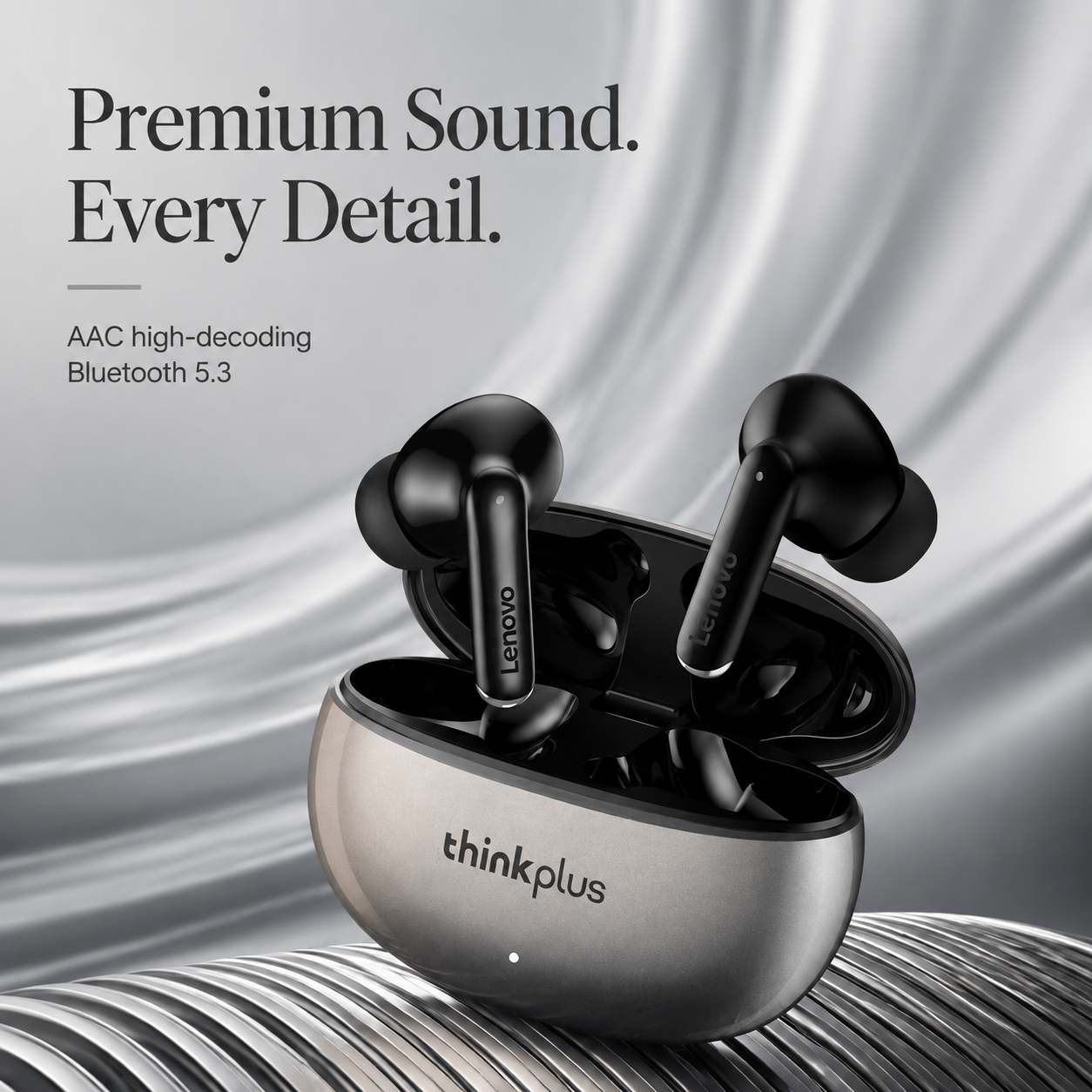 Premium Bluetooth 5.3 Wireless Earbuds Stereo In-Ear Headphones with Clear Microphone Secure Sport Fit Low Latency Compatible with iPhone