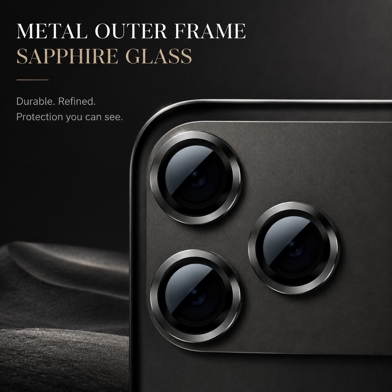Premium Camera Lens Protector Tempered Glass Aluminum Alloy Metal Ring Full Coverage Scratch Resistant Anti Reflection Compatible with iPhone