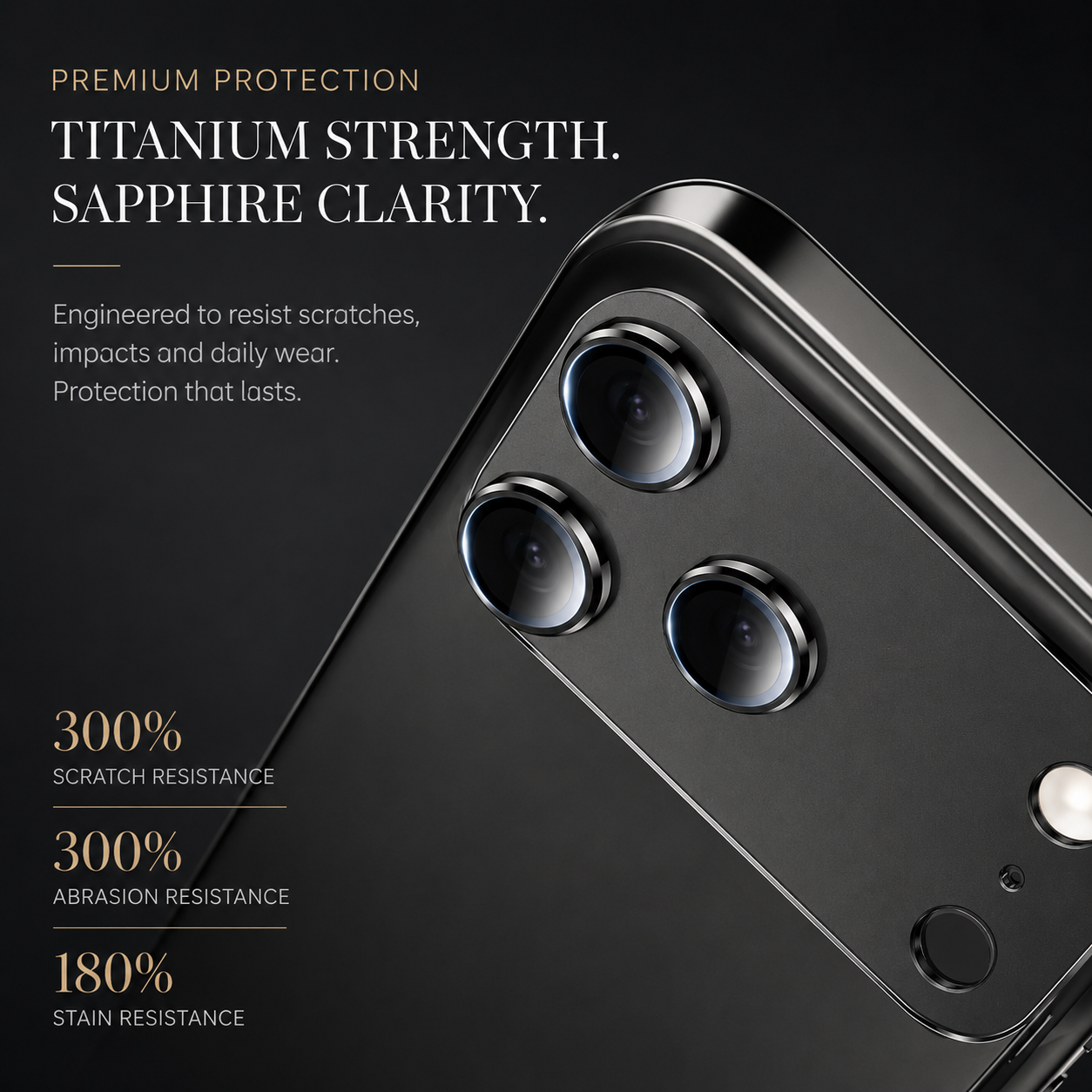 Premium Camera Lens Protector Tempered Glass Aluminum Alloy Metal Ring Full Coverage Scratch Resistant Anti Reflection Compatible with iPhone