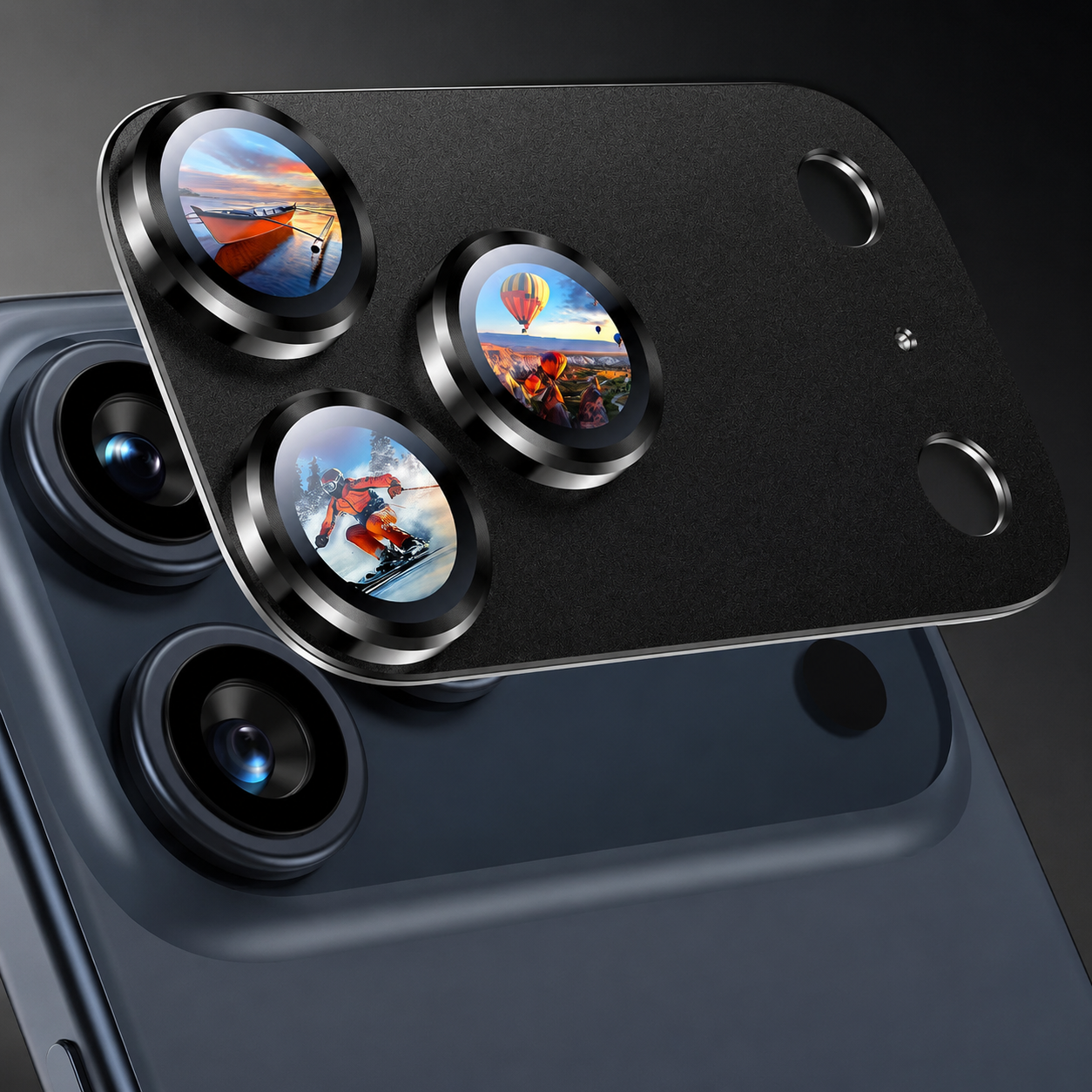 Premium Camera Lens Protector Tempered Glass Aluminum Alloy Metal Ring Full Coverage Scratch Resistant Anti Reflection Compatible with iPhone