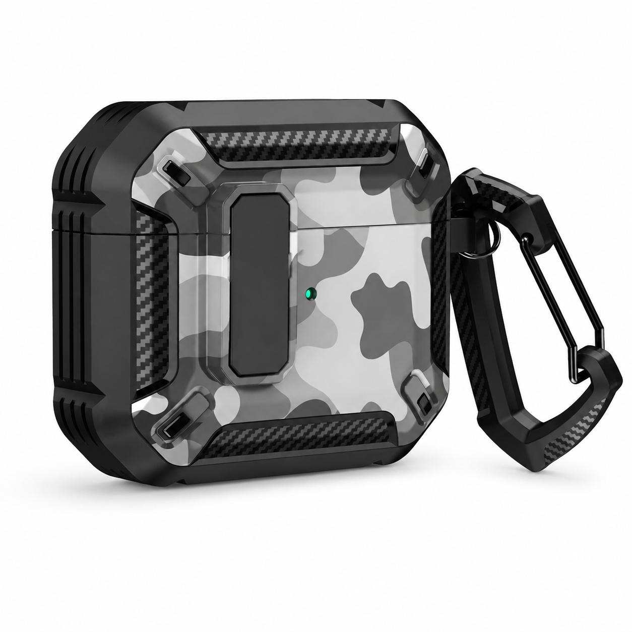 Premium Carbon Fiber AirPods Case Cover Shockproof TPU Protective Case Secure Lock Wireless Charging Anti-Scratch Compatible with AirPods